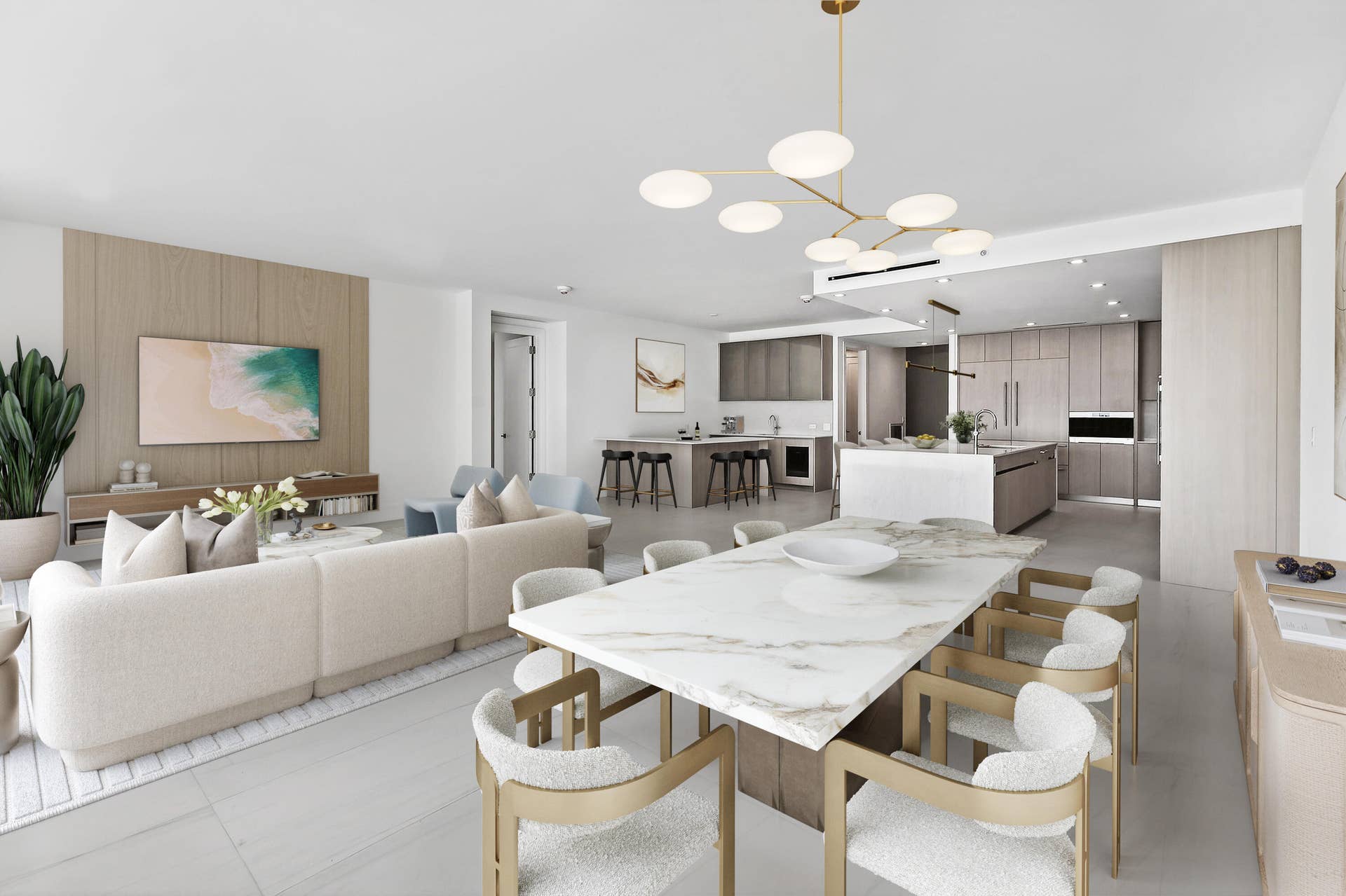2200 Pga Boulevard, #515, Palm Beach Gardens, FL 33408 Virtually Staged Dining Room & Living Room Area