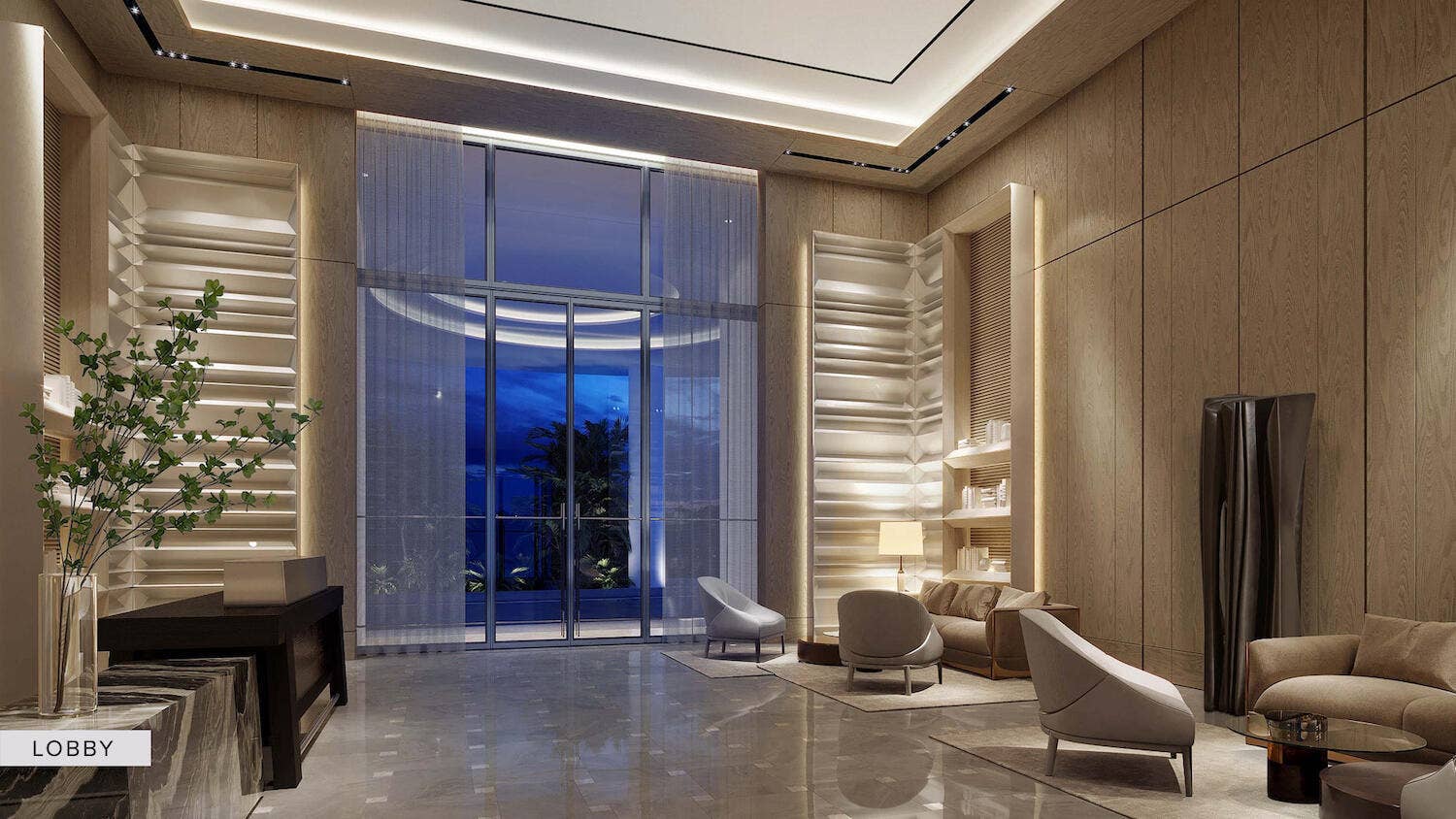 2200 Pga Boulevard, #515, Palm Beach Gardens, FL 33408 Lobby with Ritz Carlton managed and staffed 24 hour valet and concierge.
