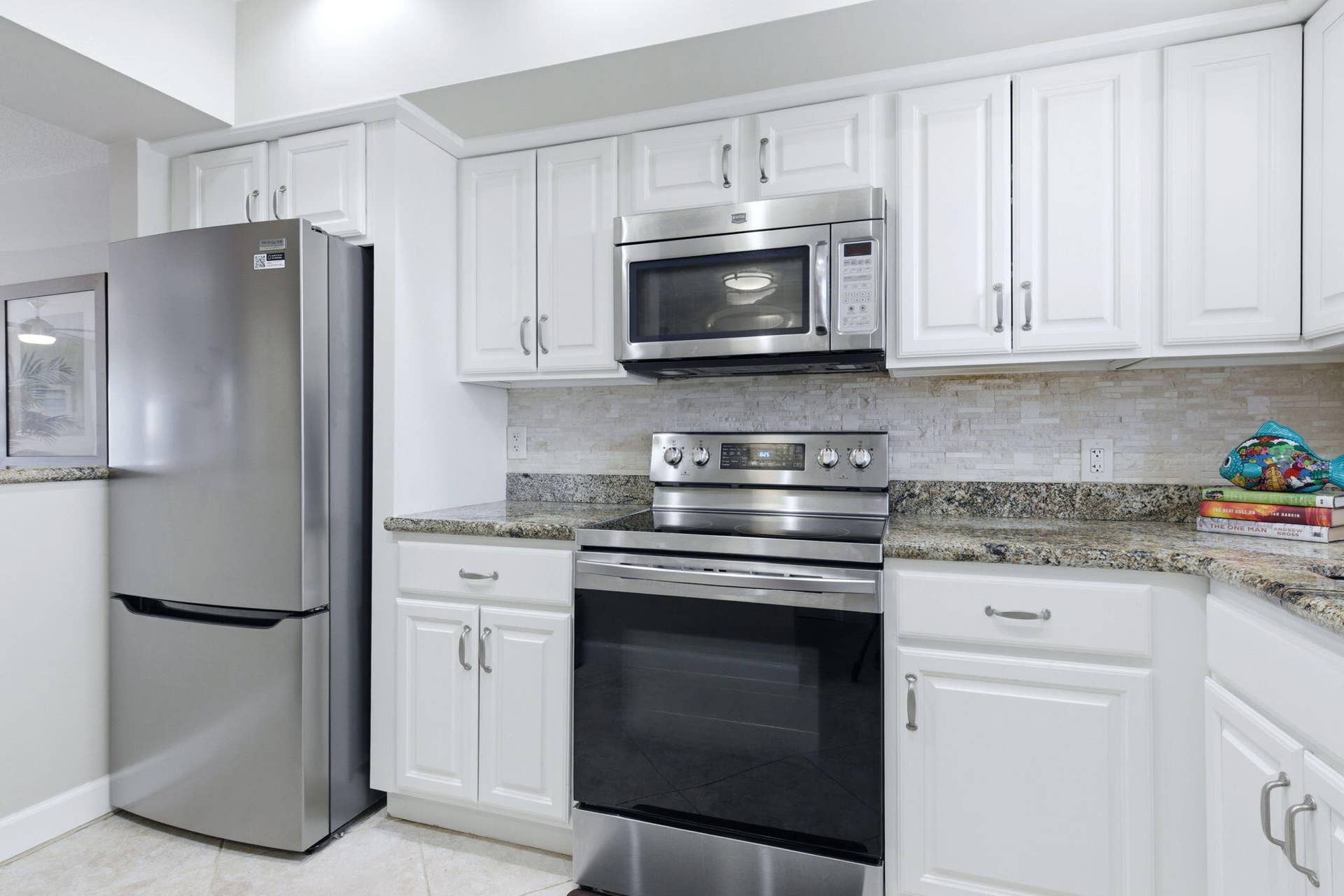 Kitchen showing new fridge