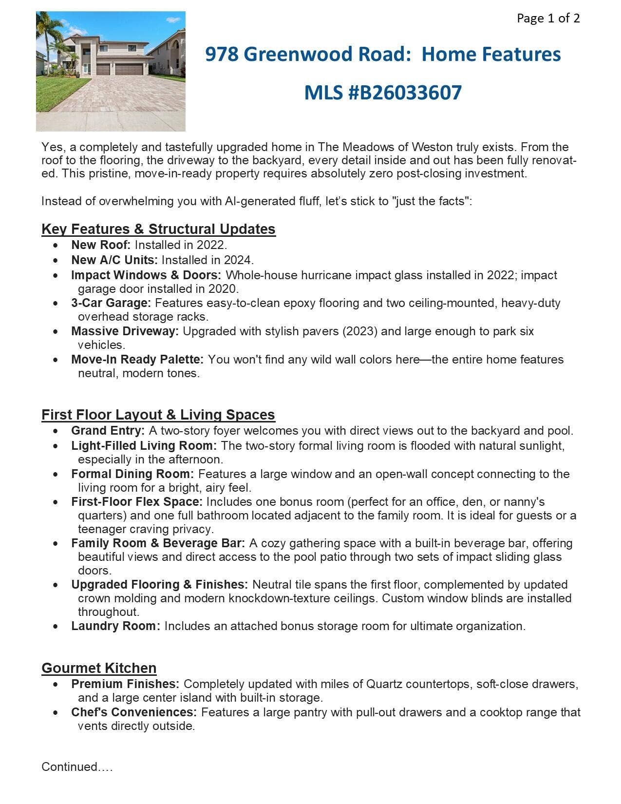 Features List pg 1 only