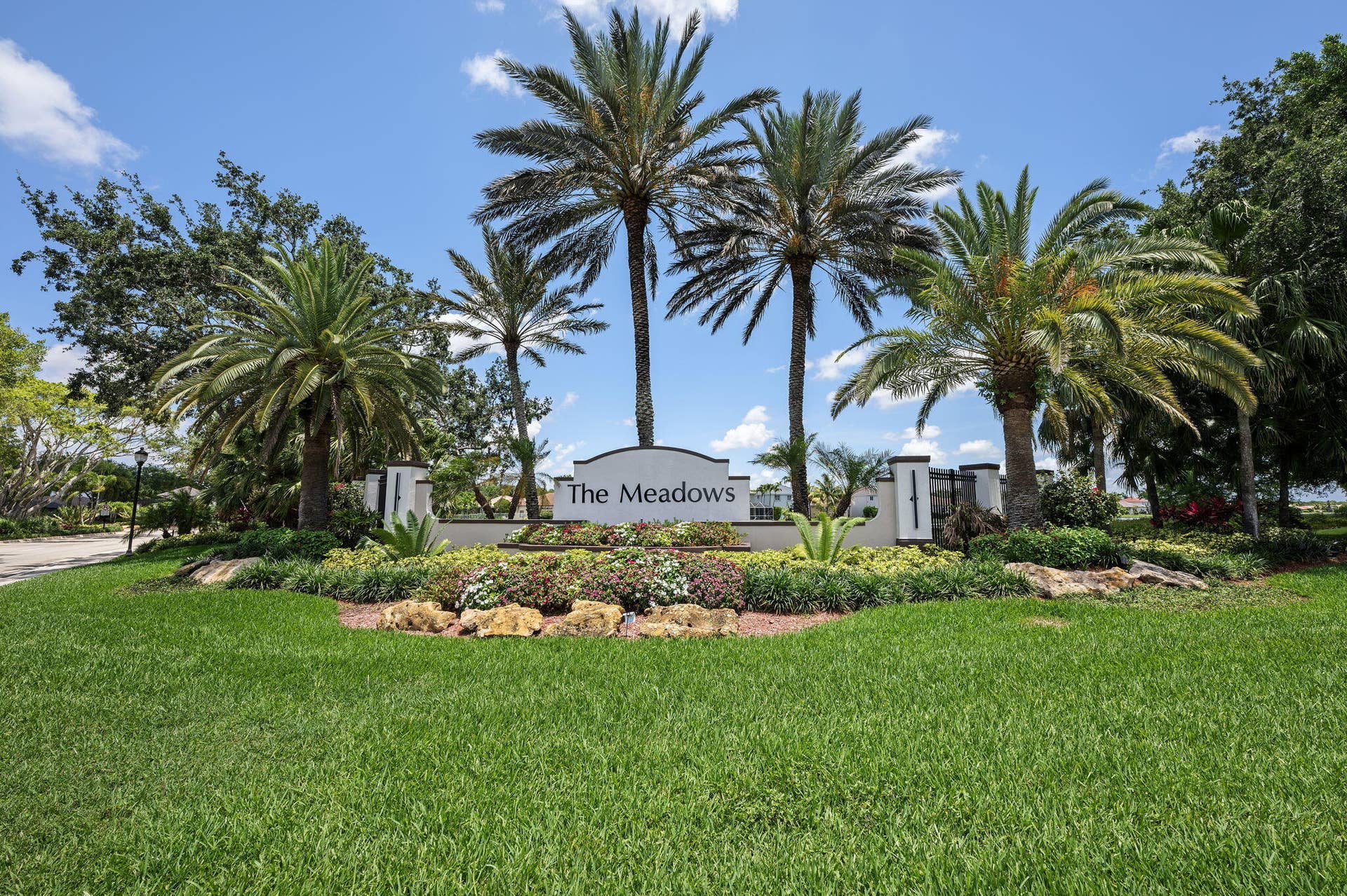 Lushly landscaped community entrance