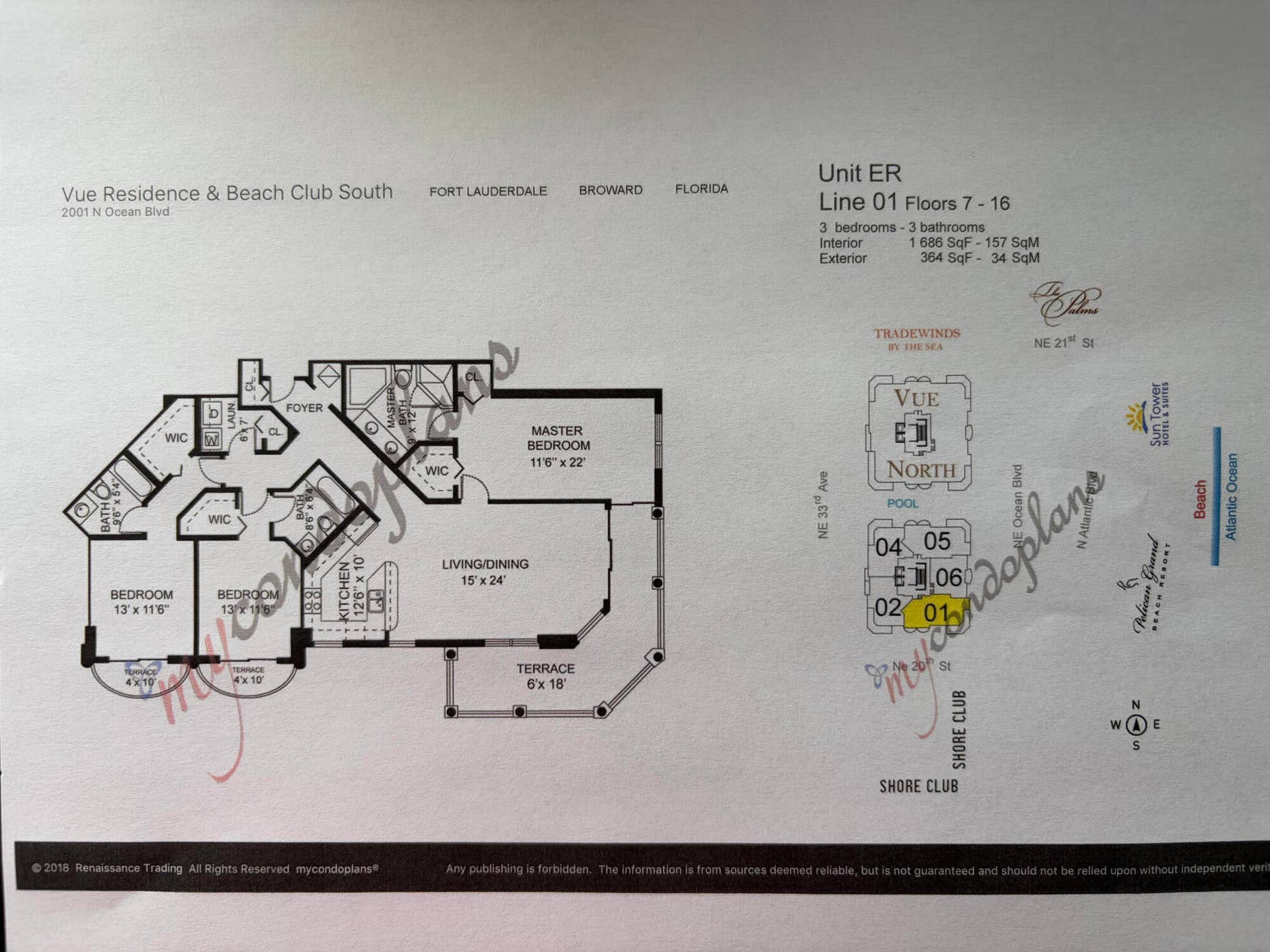 2001 N Ocean Boulevard, #Apt 1201, Fort Lauderdale, FL 33305 Floor Plan
