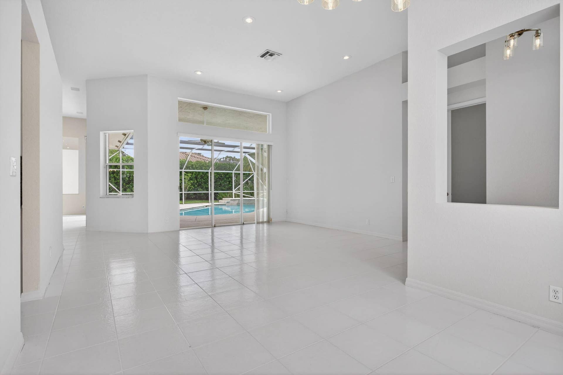 Living room over looking pool