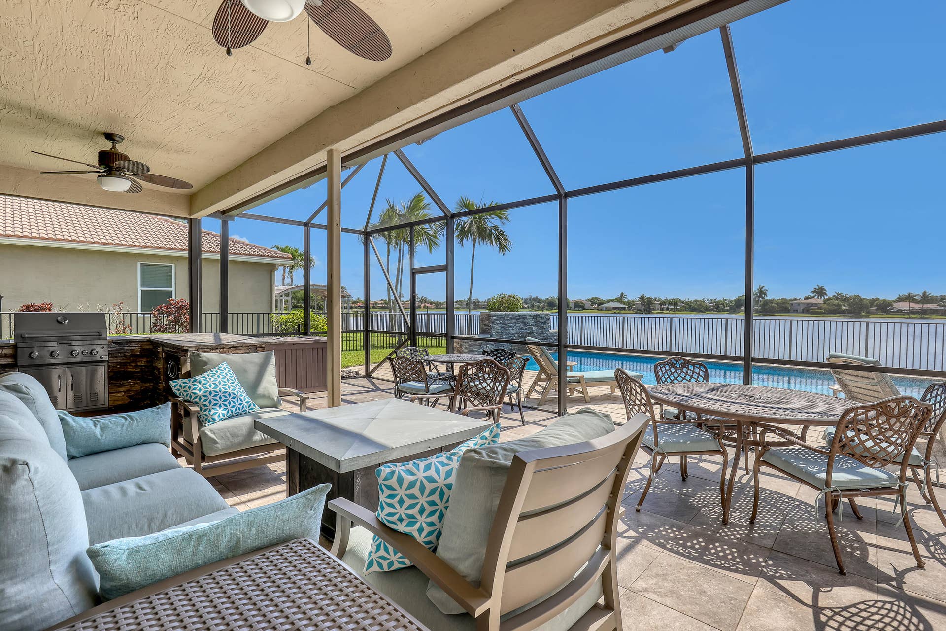 1436 Stonehaven Estates Drive, West Palm Beach, FL 33411 Large screened outdoor kitchen