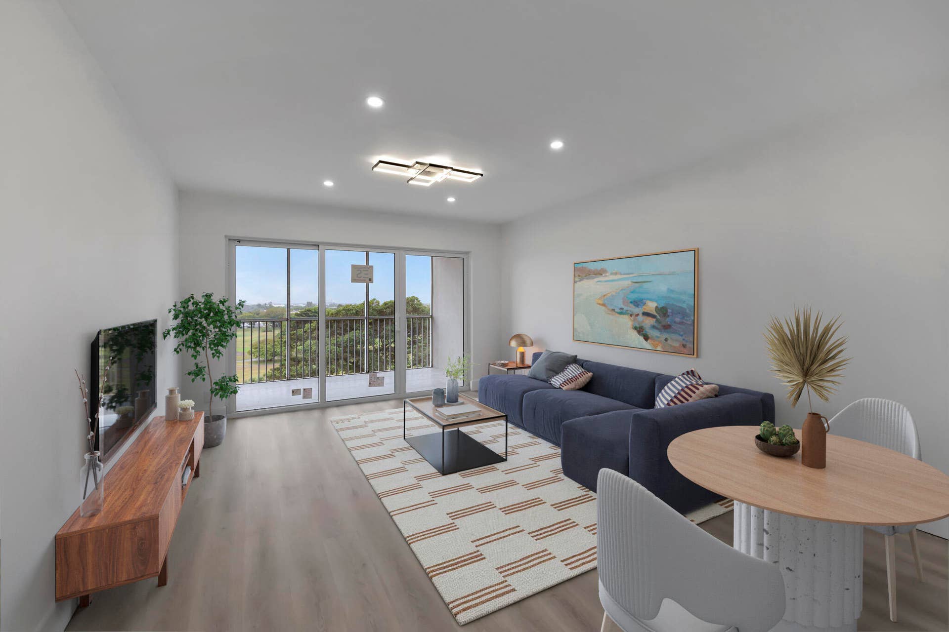 3050 N Palm Aire Drive, #704, Pompano Beach, Pompano Beach, FL 33069 Living room virtually staged