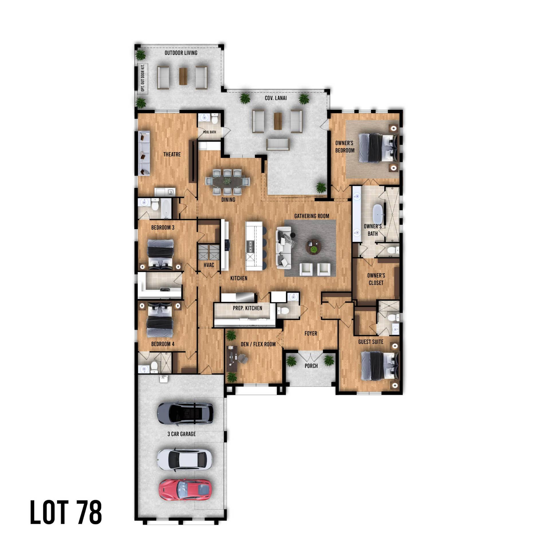 19599 SE Turnbridge Drive, #Ellington 78, Jupiter, FL 33458 Main House Floorplan