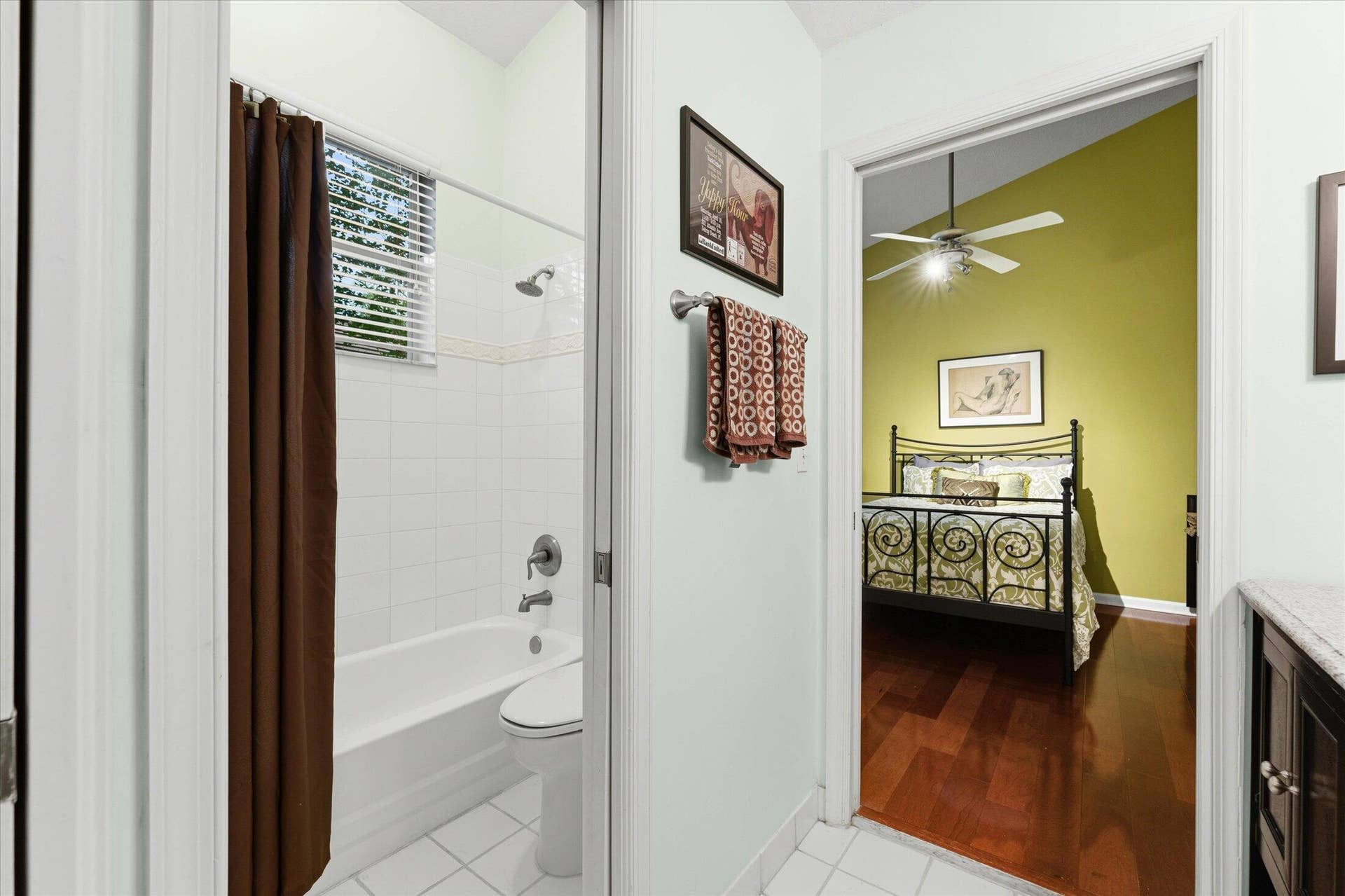 Bathroom looking into Bedroom 3