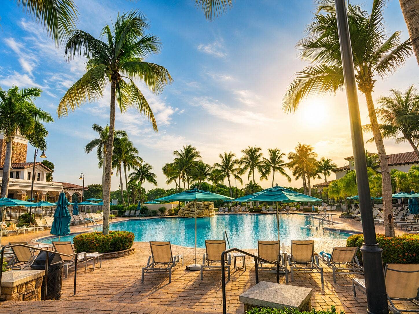 8012 NW 128th Lane, Parkland, FL 33076 Plaza del Lago Pool sunset