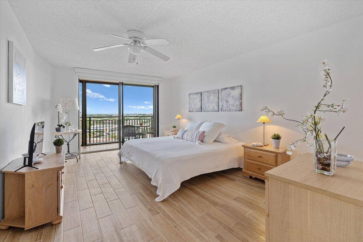 3912 S Ocean Boulevard, #1211, Highland Beach, FL 33487 Balcony access from bedroom & living room