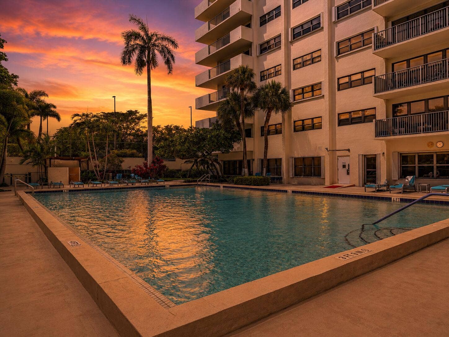 3200 Port Royale Drive N, #910, Fort Lauderdale, FL 33308 port royale sunset over the pool picture