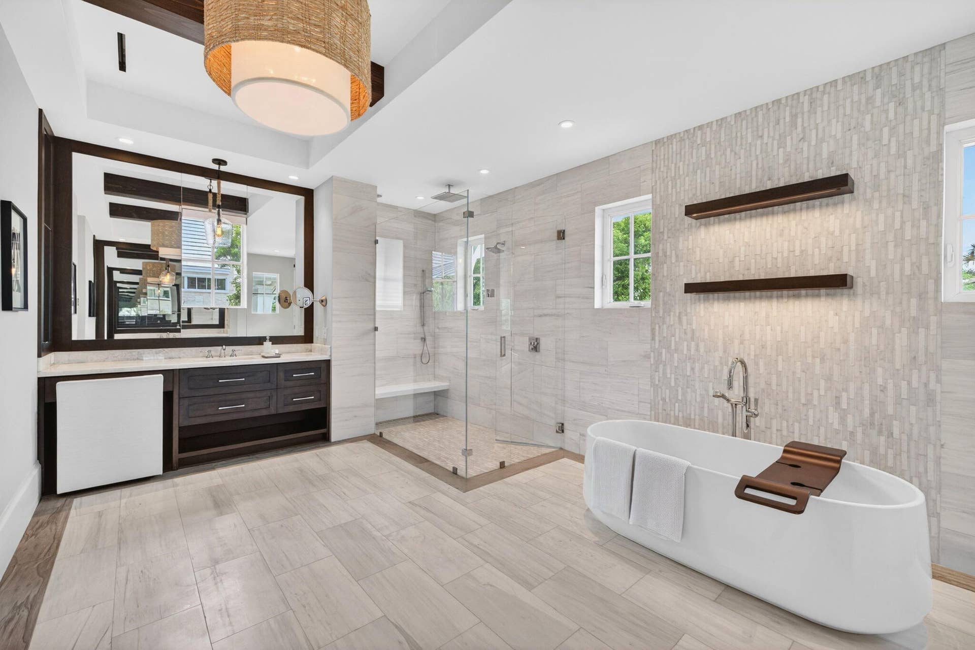 Corner Shower and Soaking Tub