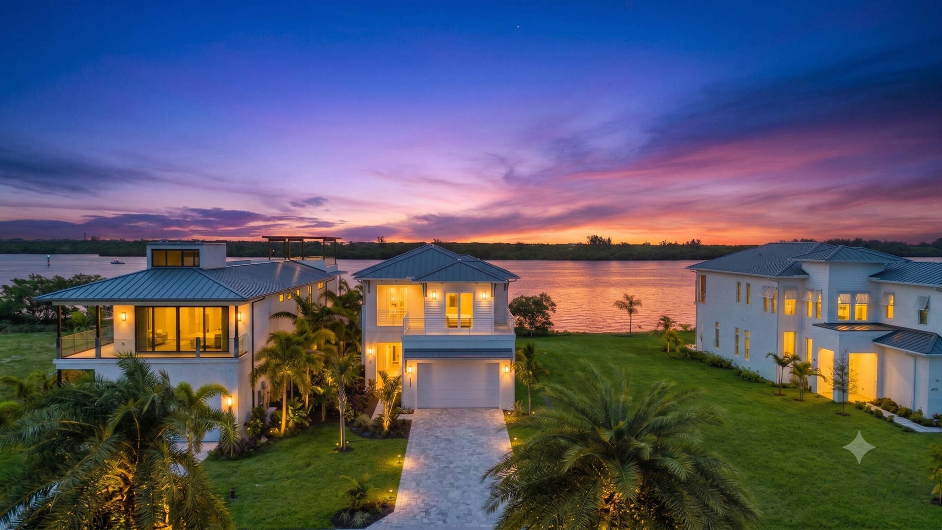 4842 S Harbor Drive, Vero Beach, FL 32967 Front aerial sunset