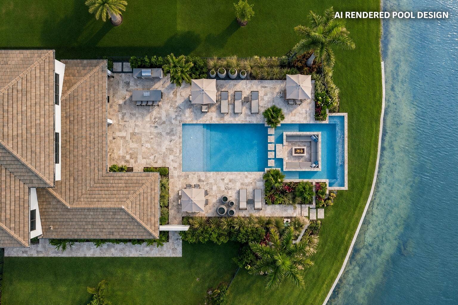 20028 Pacific Dunes Drive, Boca Raton, FL 33434 AI Rendered Pool Design