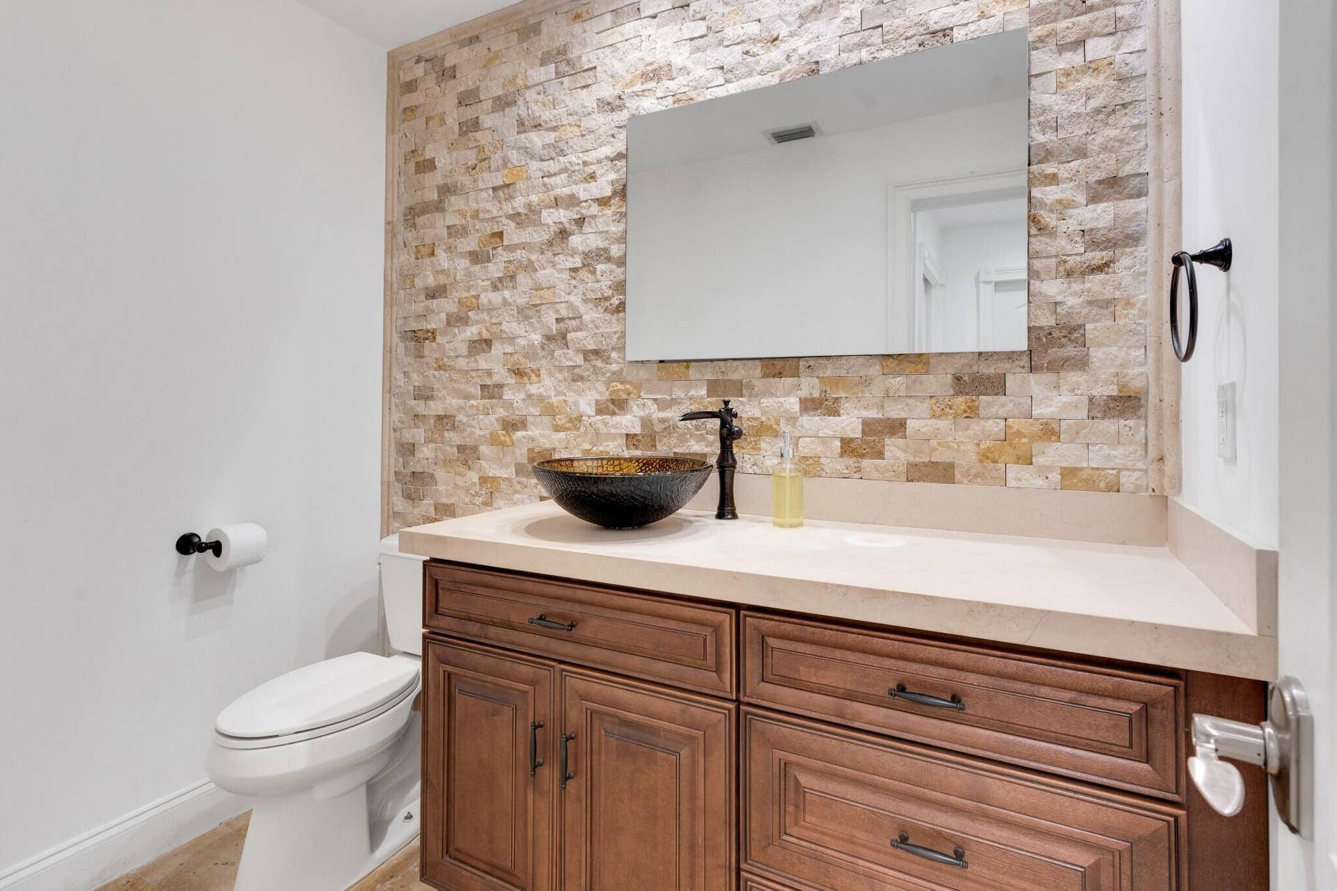 Beautifully renovated 1/2 bath on 1st floor