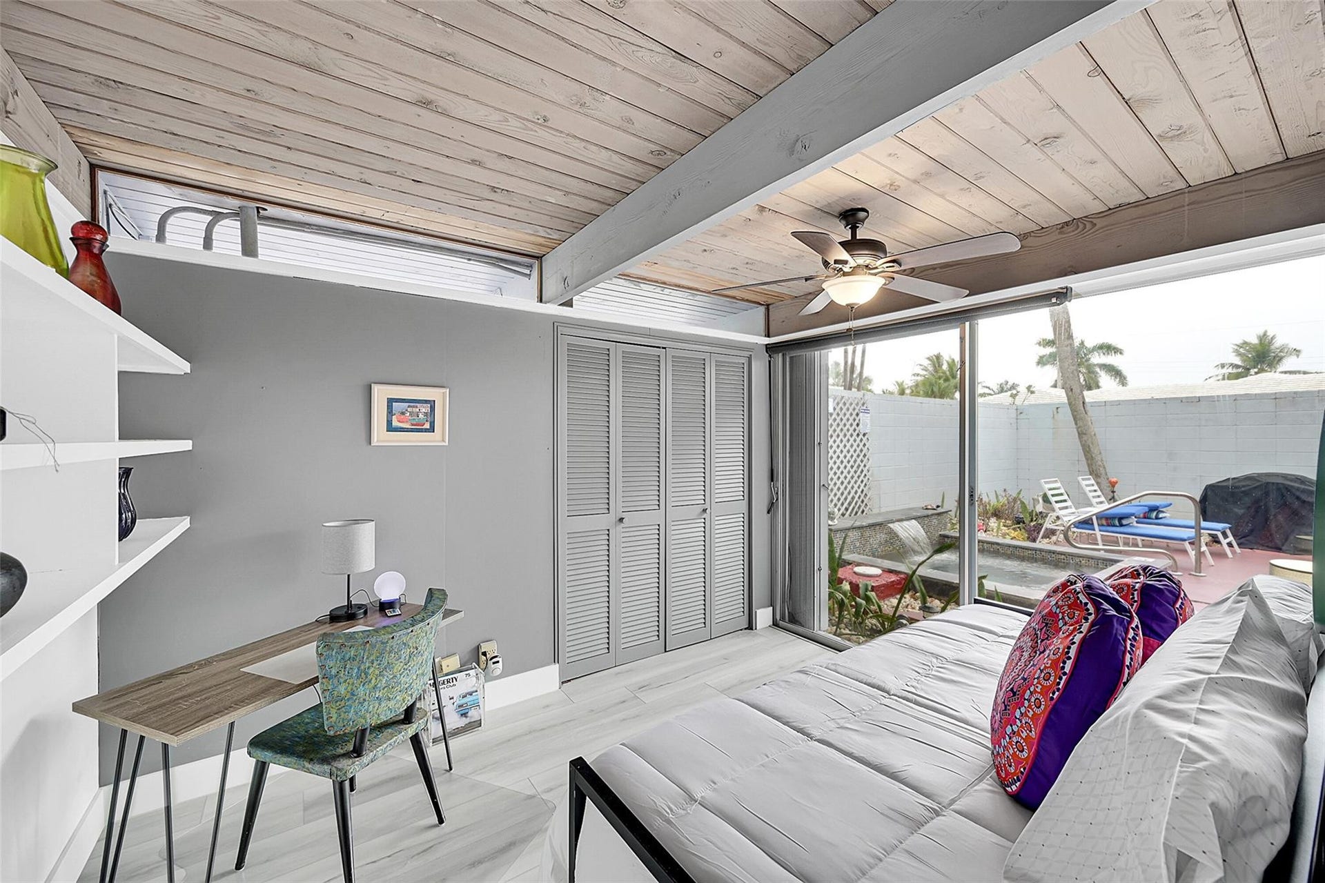 234 Pine Avenue, Lauderdale By The Sea, Lauderdale By The Sea, FL 33308 third bedroom with sliders to plunge pool and patio