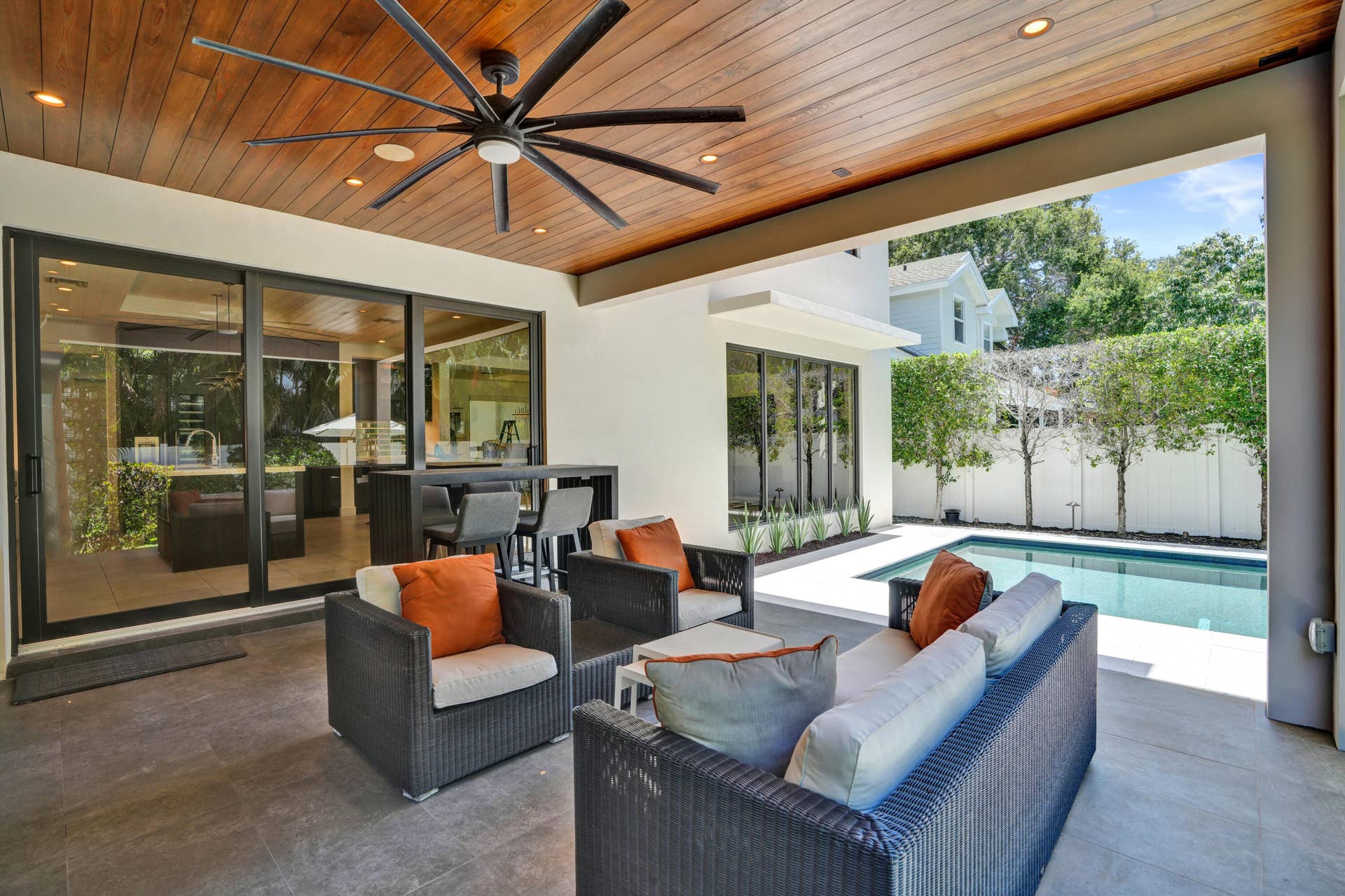 918 SE 8th Street, Fort Lauderdale, FL 33316 Covered patio with beautiful wood ceilings.