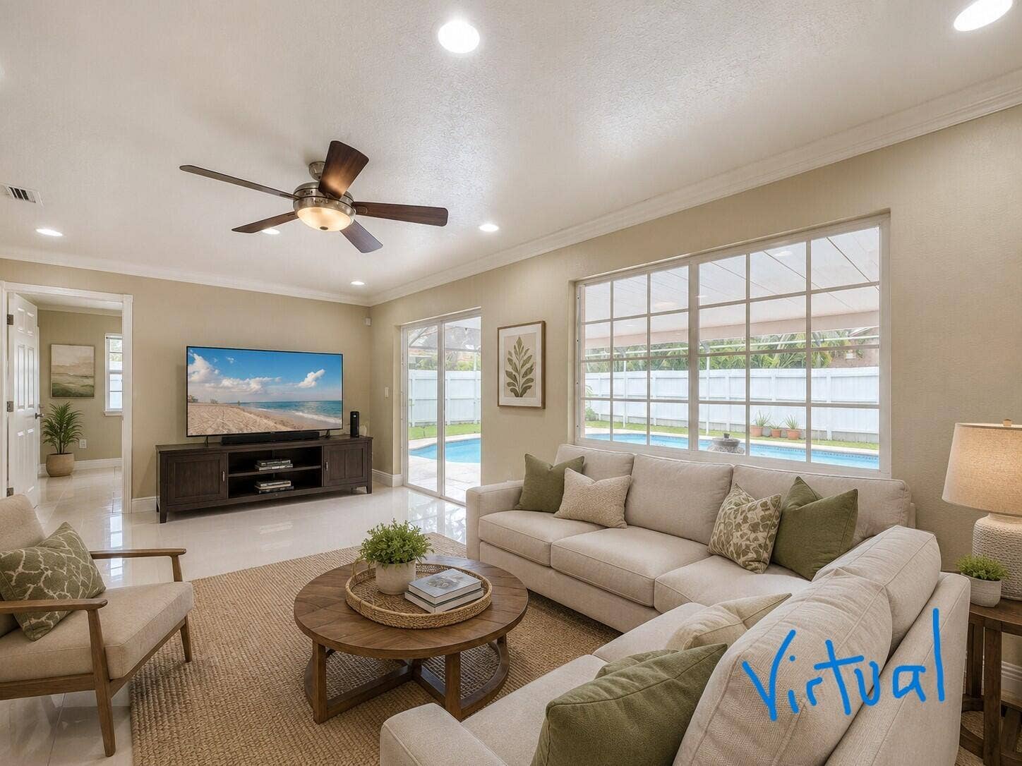 851 E Plantation Circle, Plantation, FL 33324 Virtual Staged living room