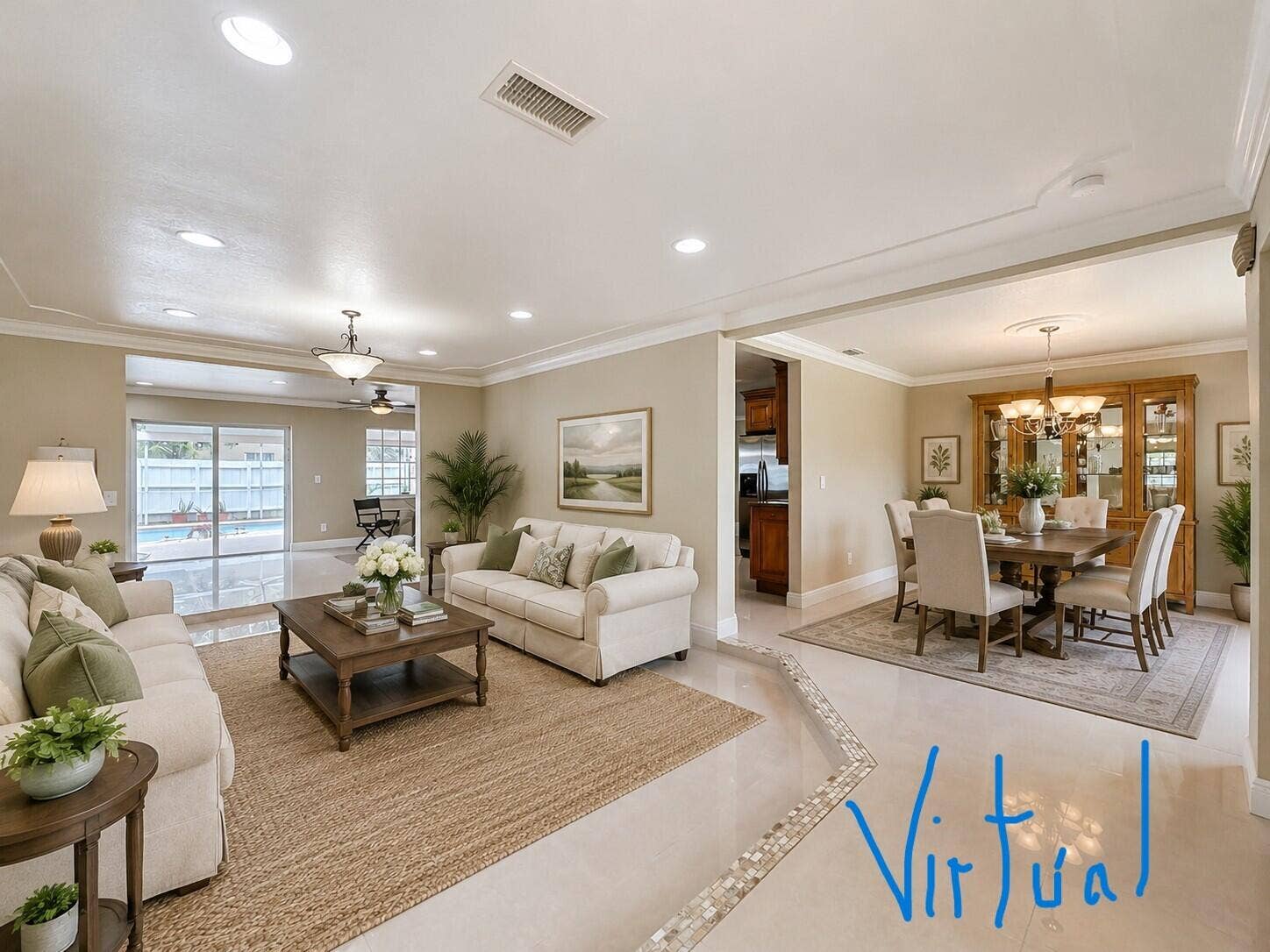 851 E Plantation Circle, Plantation, FL 33324 VIRTUALLY STAGED dining room AND living room