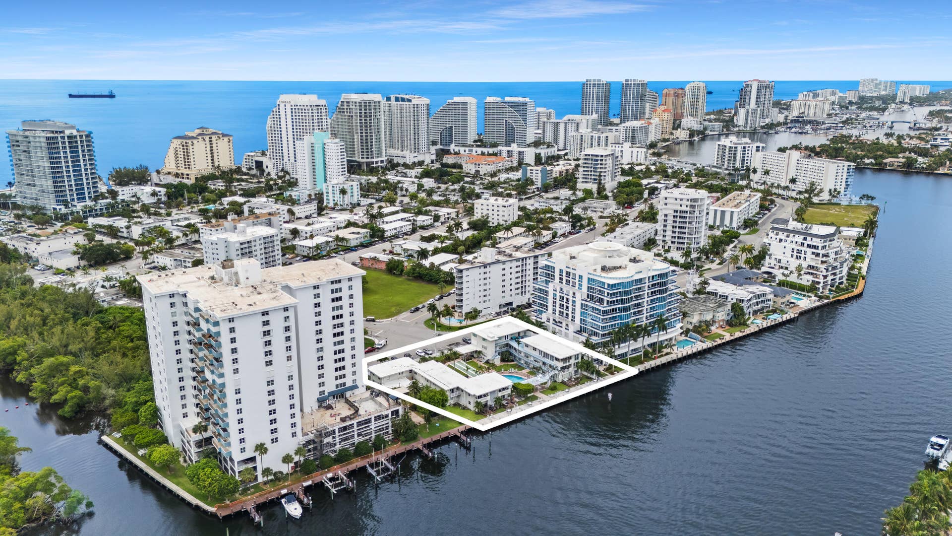 Aerial view showing Intracoastal and Ocean