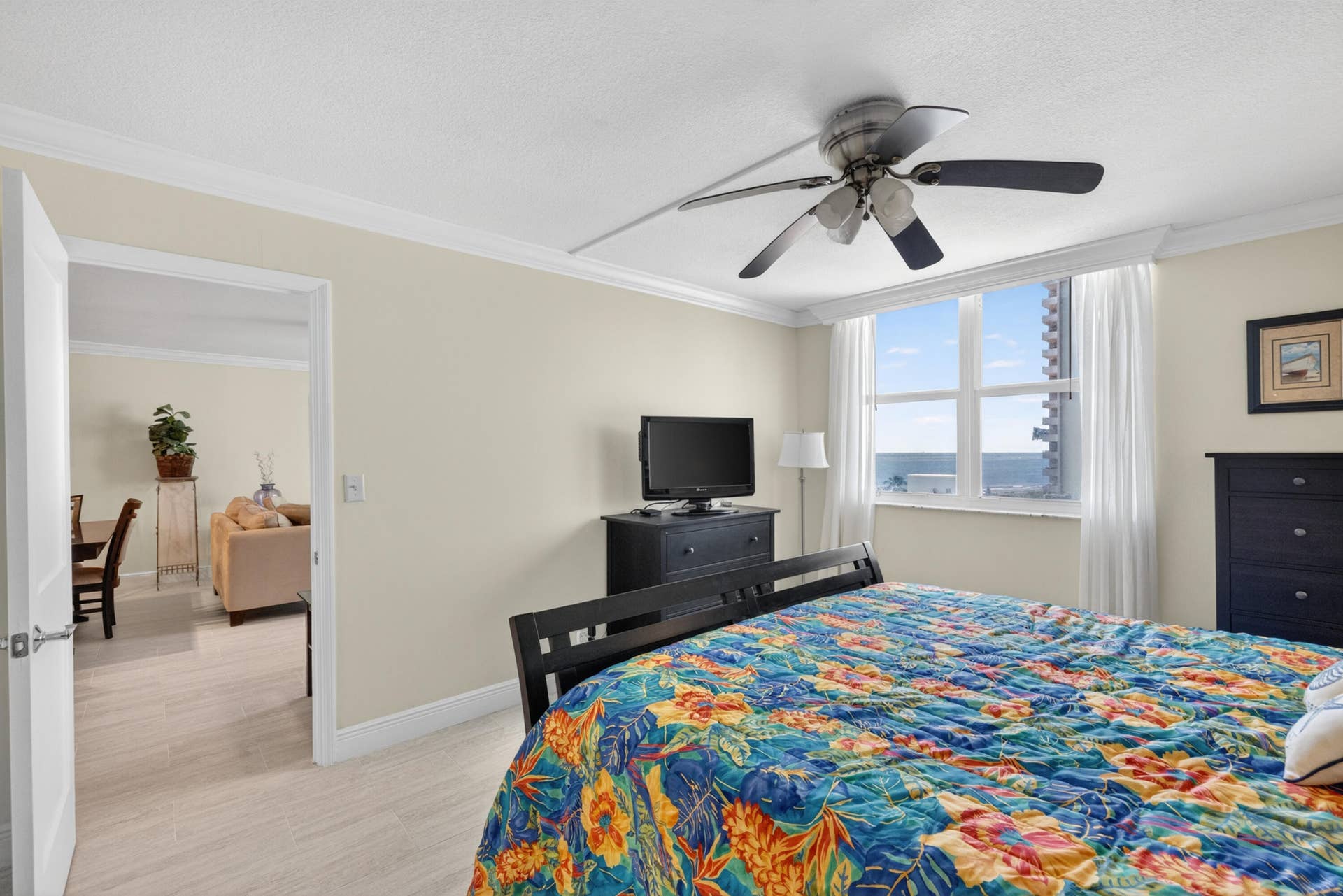 Primary bedroom - check out the ocean view from the bed