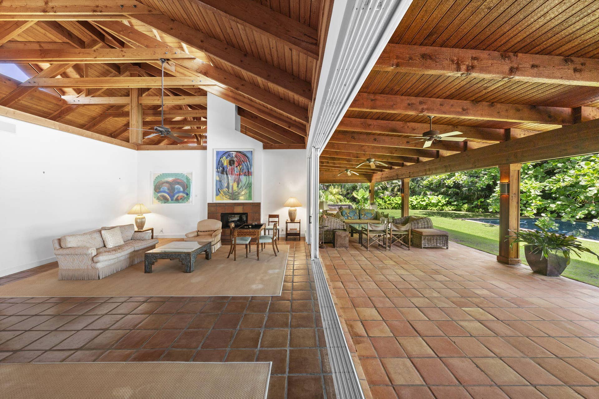 6 La Costa Way, Palm Beach, FL 33480 Living Room & 80 Ft long Covered Logia Outdoor