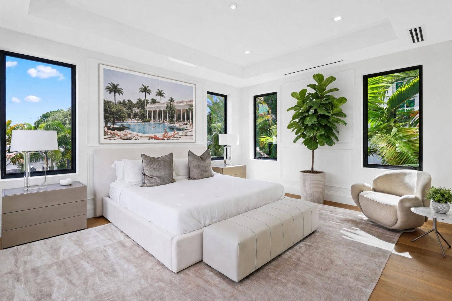 317 Greymon Drive, West Palm Beach, FL 33405 Primary Bedroom Virtual Artwork and Plan