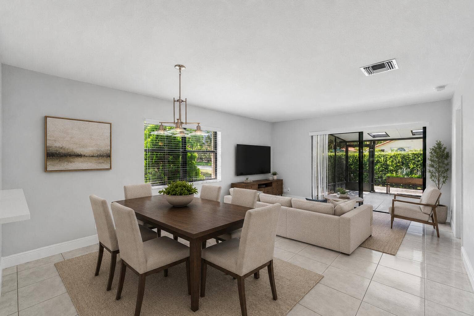 5162 Tennis Lane, Delray Beach, FL 33484 Virtually Staged Living and Dining Area