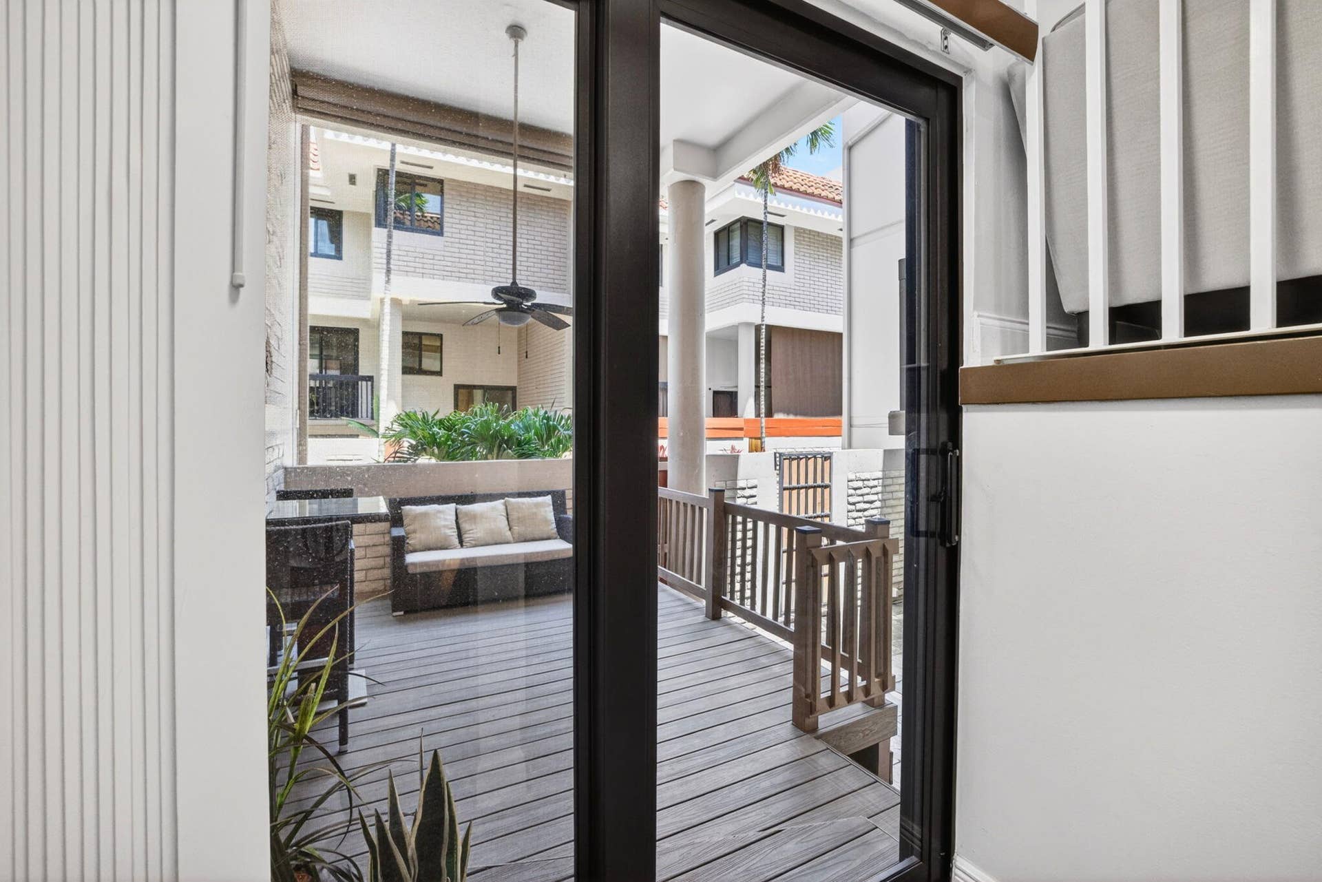Access to the elevated deck area from interior