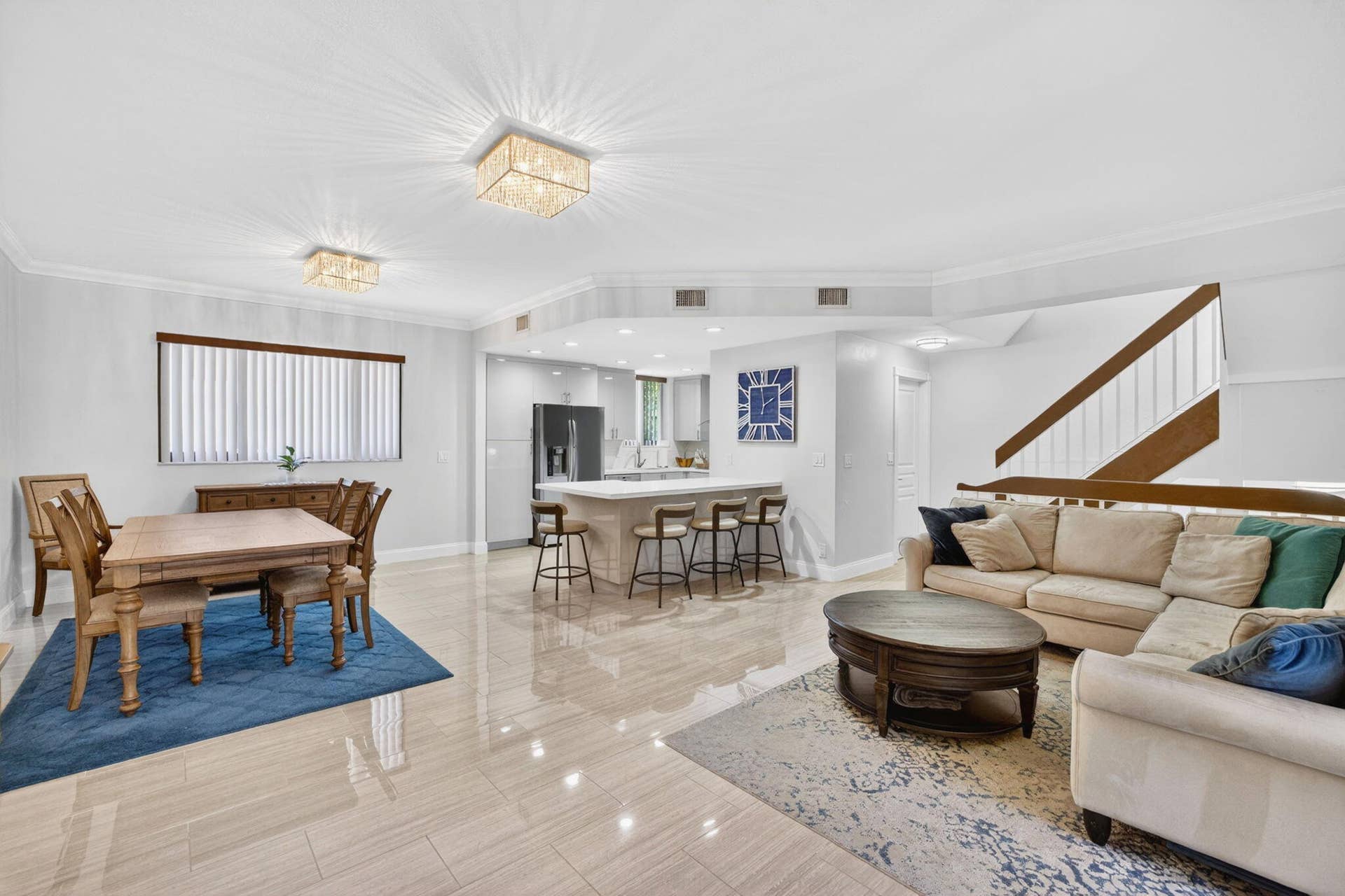 The open style floor plan on the Main Living Area allows for a seamless dining/living experience.