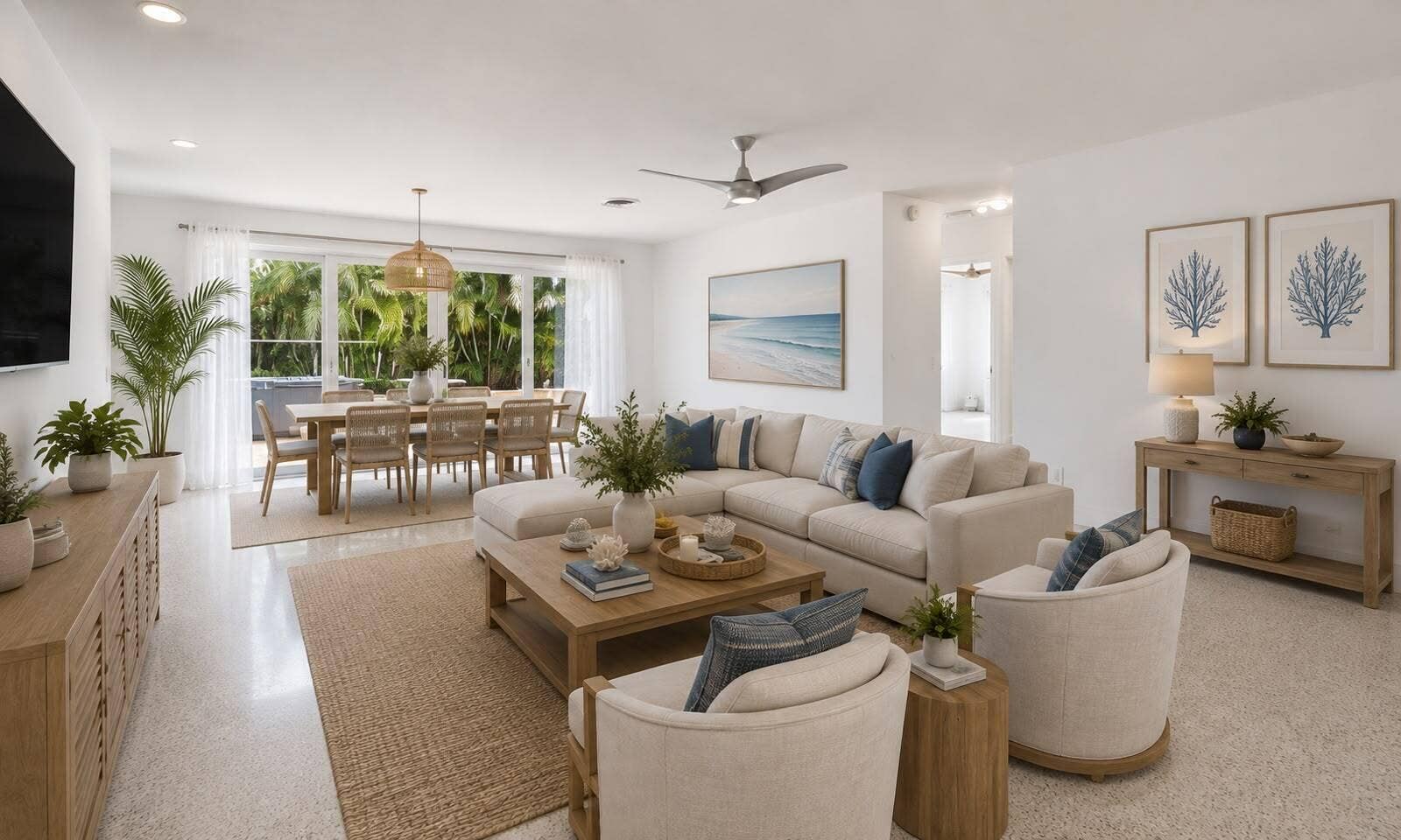 1985 Ocean Mist Drive, Lauderdale By The Sea, FL 33062 Virtually Staged Living Room