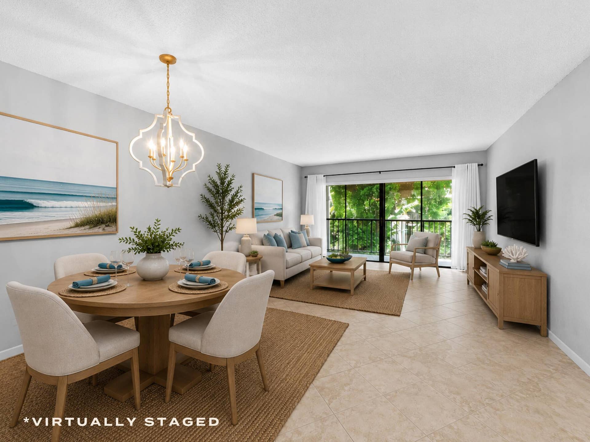 3605 S Ocean Boulevard, #229, South Palm Beach, FL 33480 Dining/Living Virtually Staged