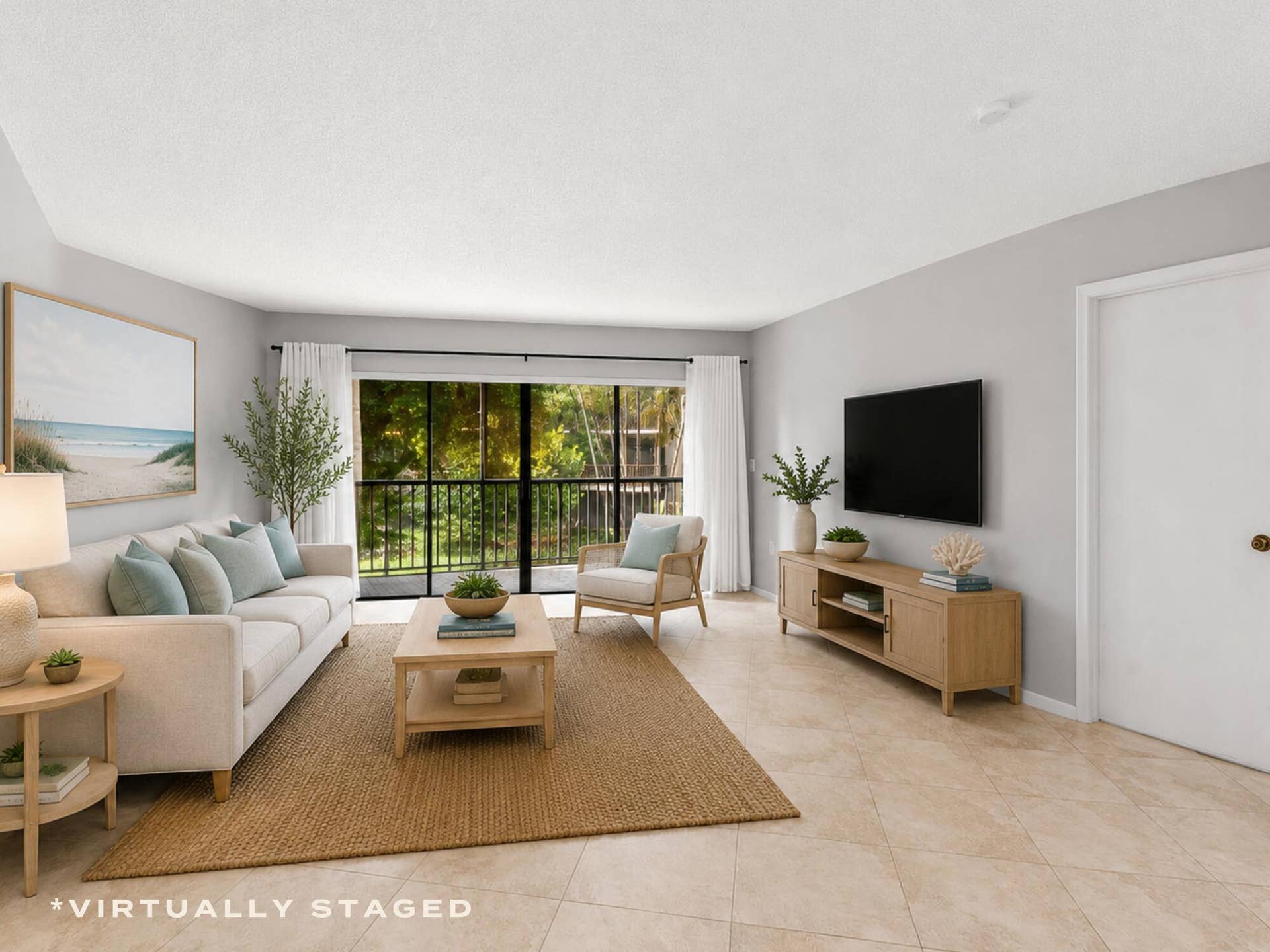 3605 S Ocean Boulevard, #229, South Palm Beach, FL 33480 Living Room Virtually Staged