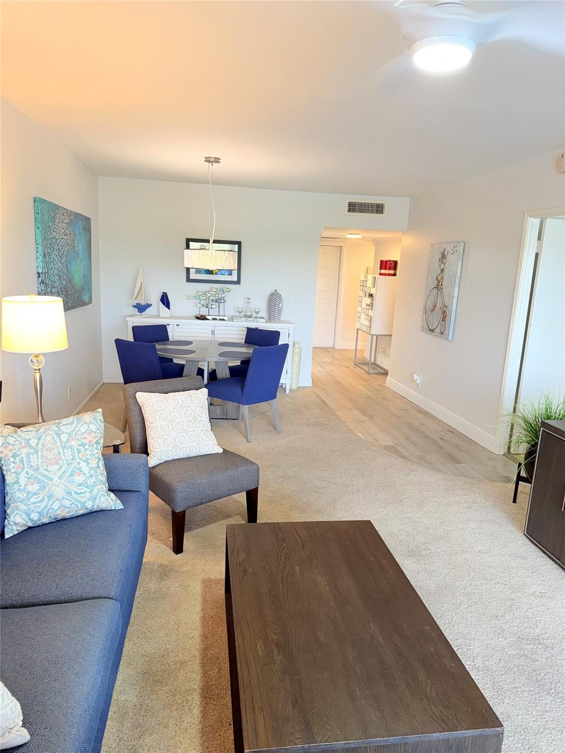2801 N Palm Aire Drive, #604, Pompano Beach, FL 33069 Living Room into Dining Room