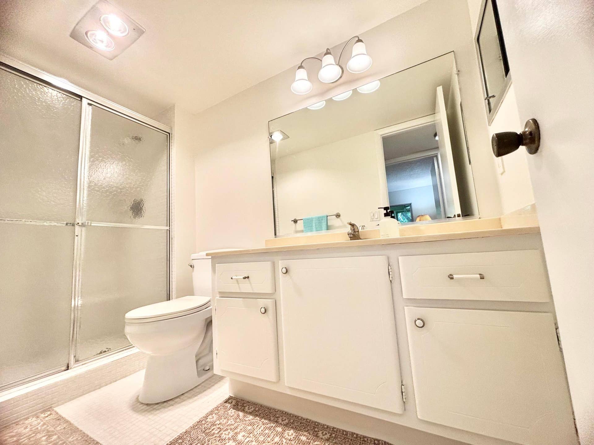 Guest Bathroom Features Walk Out Shower