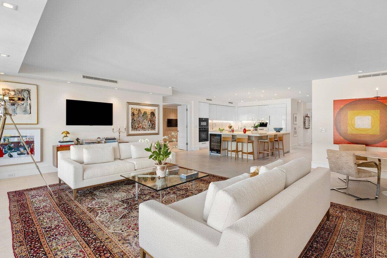 2000 S Ocean Boulevard, #103, Palm Beach, FL 33480 Living Room & Kitchen
