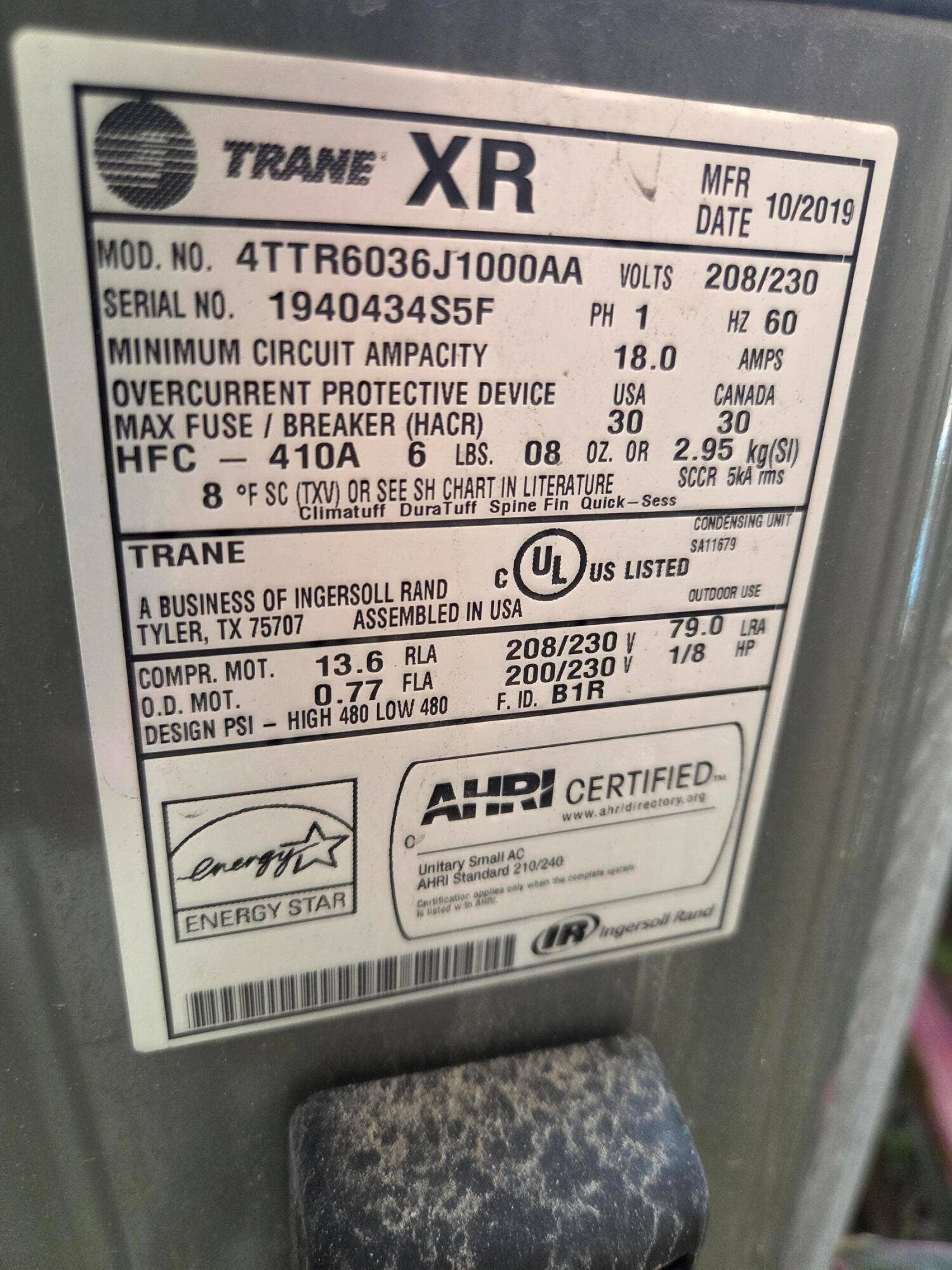 AC system installed Oct of 2019 & regular service on 6/24/26.