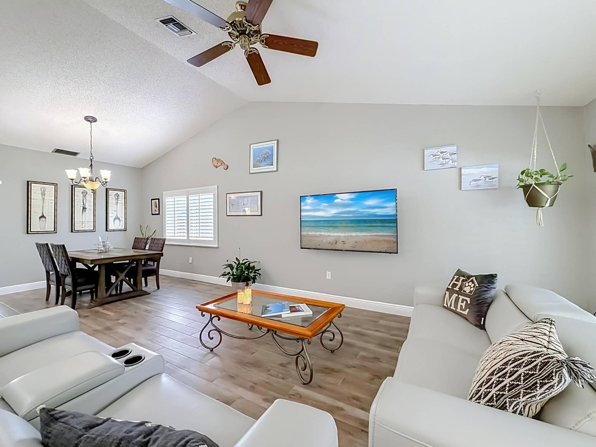 16751 Redwood Way, Weston, FL 33326 Vaulted Ceilings with fan in this Family/Living room dining room combo