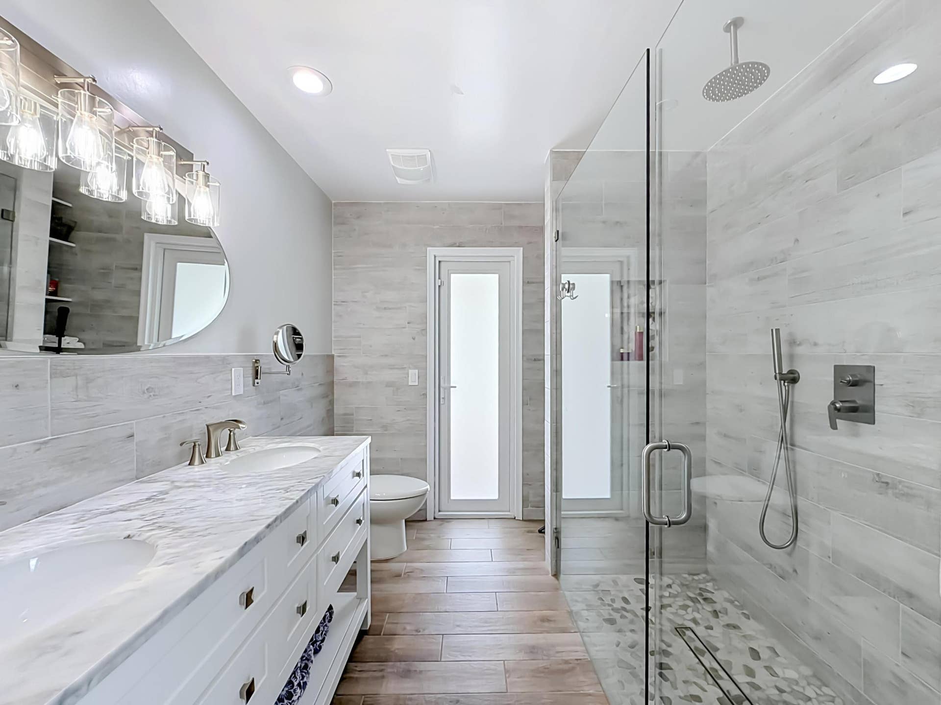 16751 Redwood Way, Weston, FL 33326 Primary Bathroom remodeled dual sink and shower, out to pool
