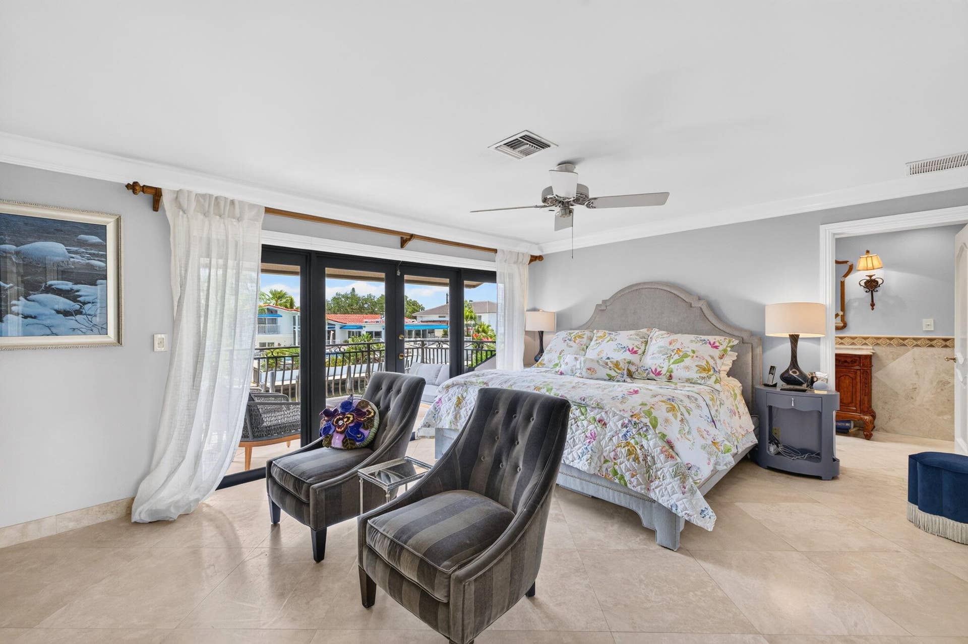 3110 NE 47th Street, Fort Lauderdale, FL 33308 041-Waterfront-Bedroom-Balcony-Doors