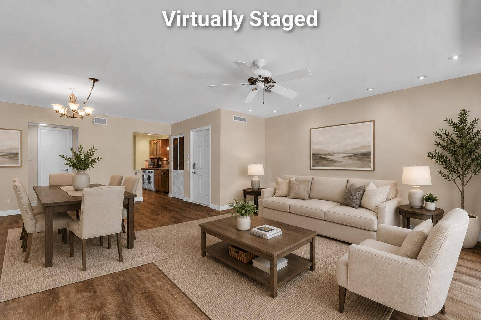 4140 N Ocean Drive, #101e, Lauderdale By The Sea, FL 33308 Virtually Staged Dining Area_Living Room