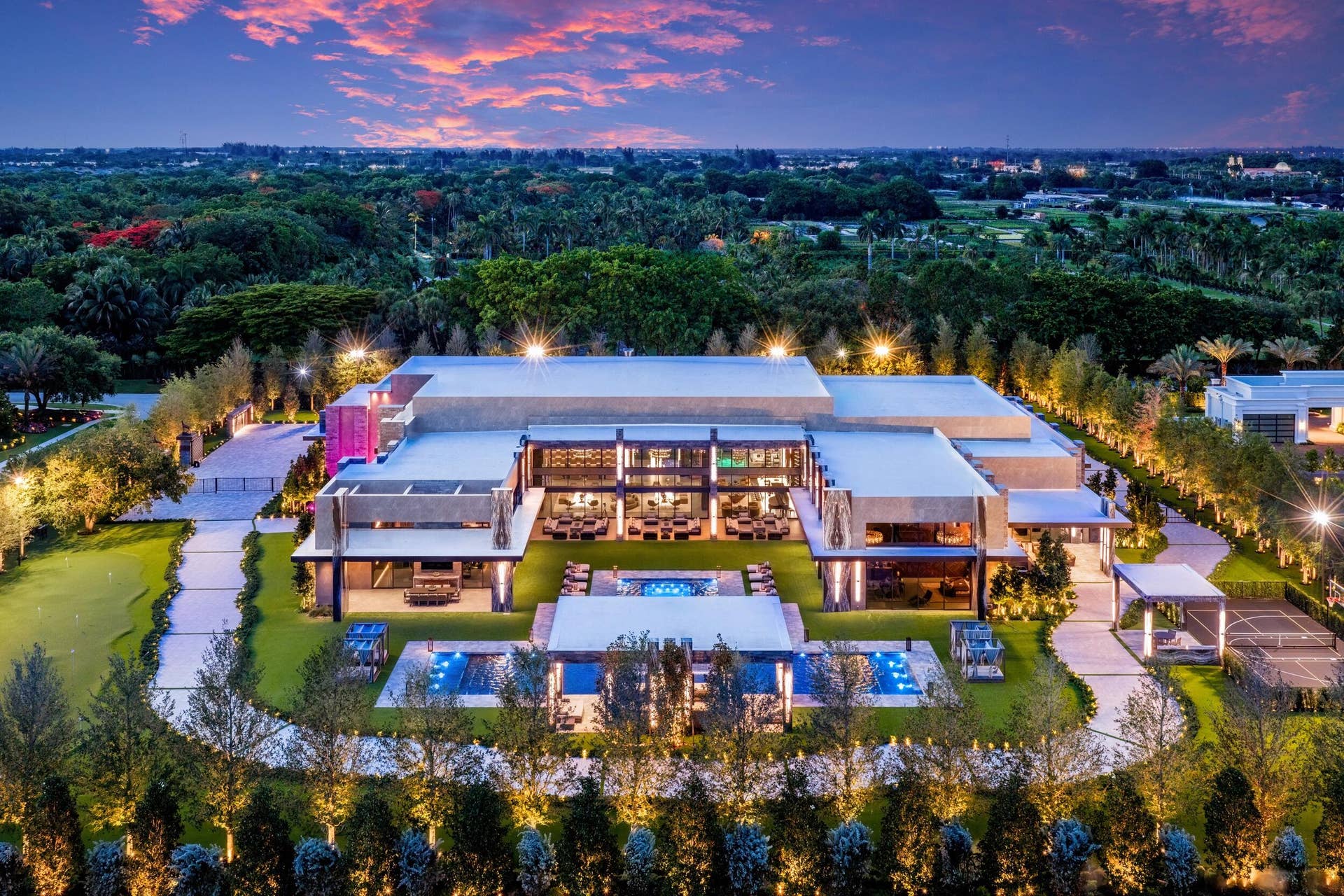 16121 Quiet Vista Circle, Delray Beach, FL 33446 Villa Skyfall Twilight Aerial
