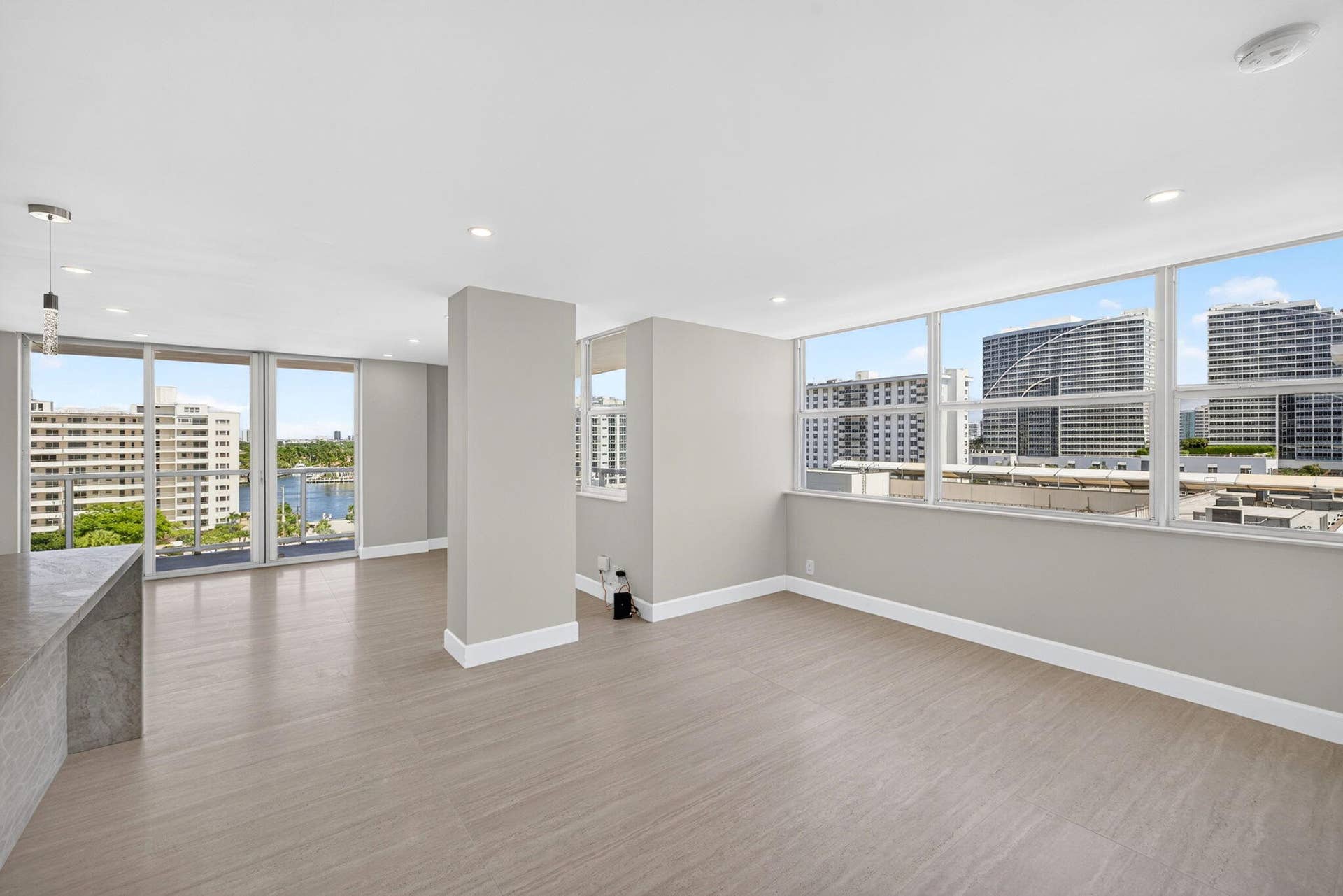 Living and dining areas
