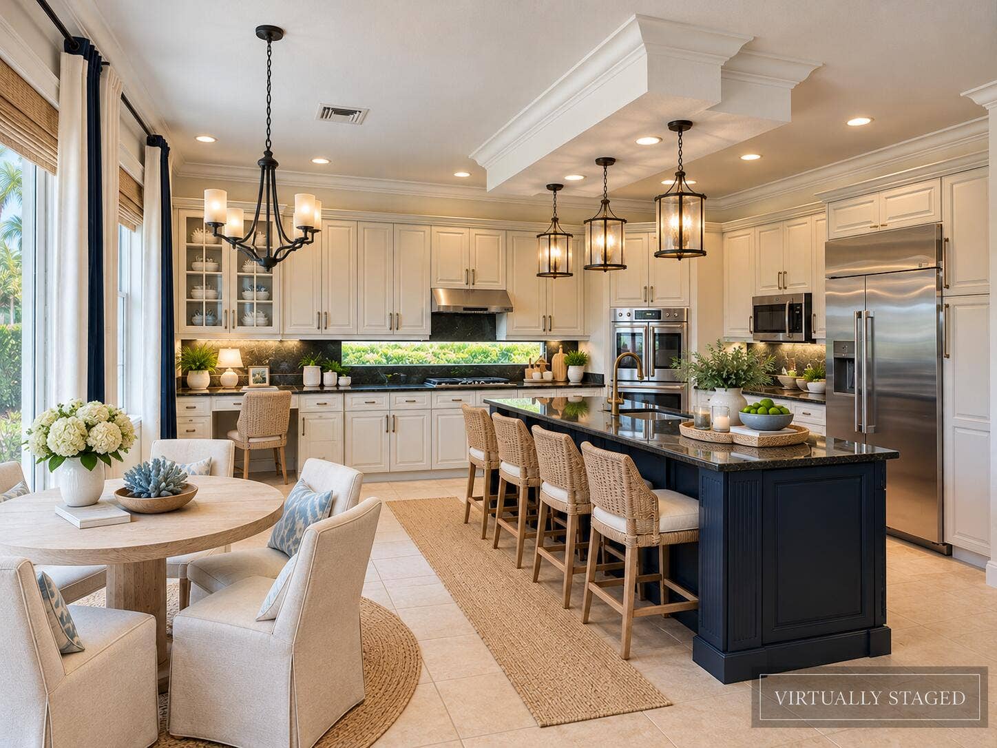 Coastal-Luxury Kitchen Virtually Staged