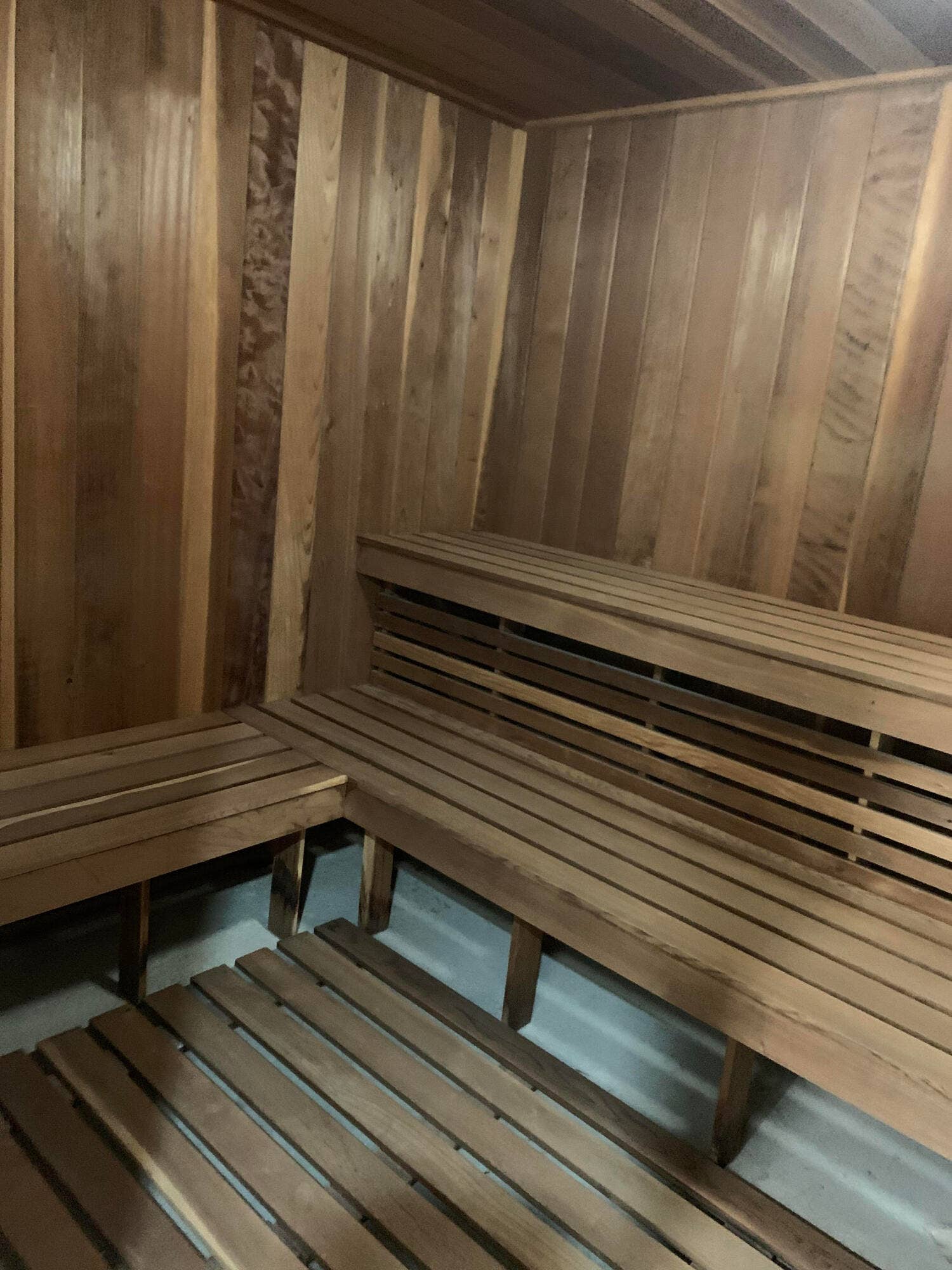 3115 S Ocean Boulevard, #1002, Highland Beach, FL 33487 Built-in sauna featuring extensive wood paneling and multiple tiers of slatted wood seating