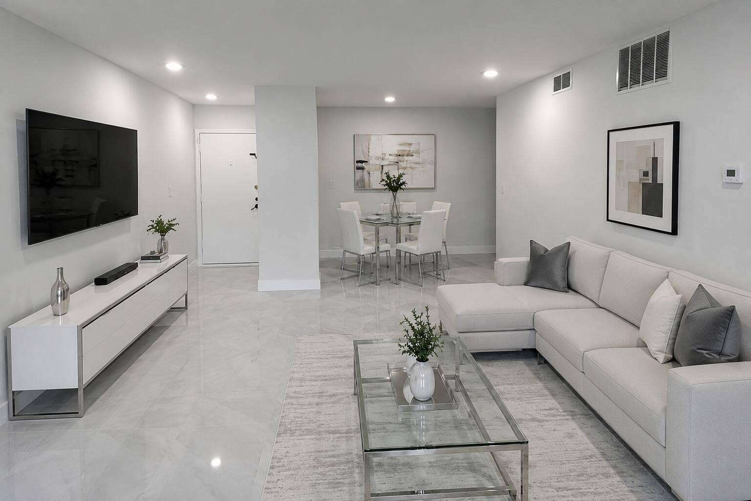 Virtual Living room with chrome furnitur