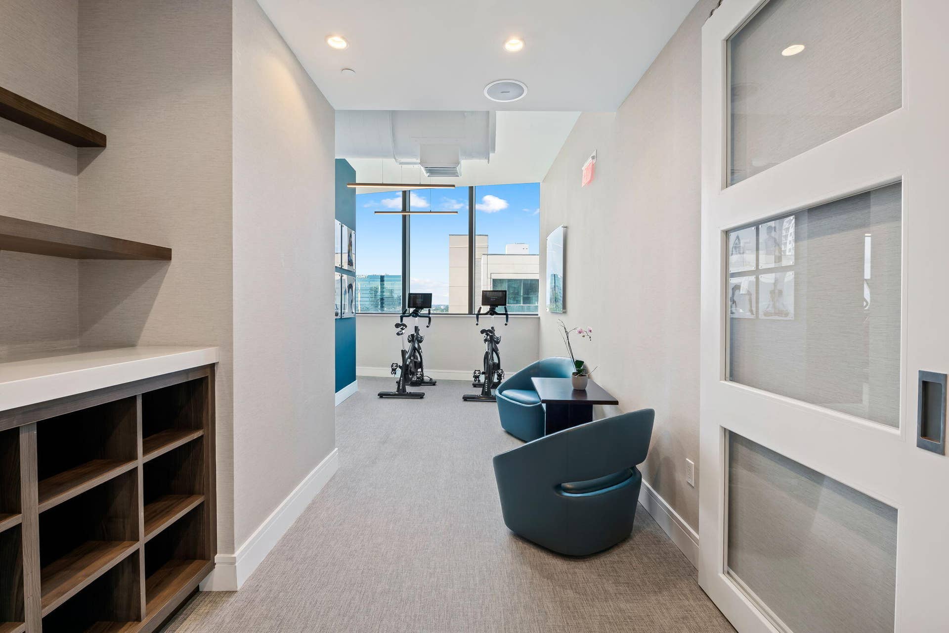 100 E Las Olas Boulevard, #3804, Fort Lauderdale, FL 33301 Dedicated fitness space featuring two stationary bikes and expansive windows