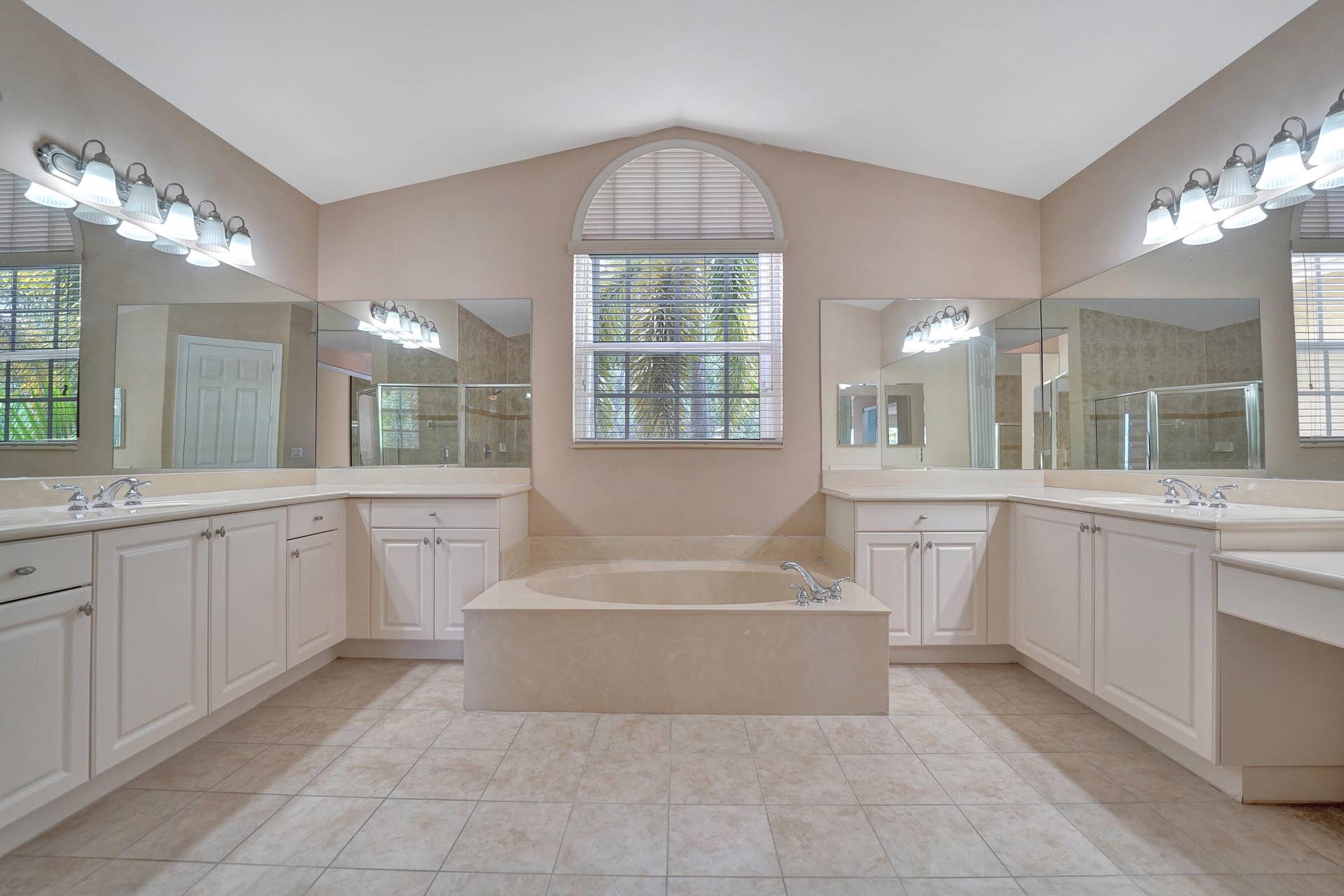 Spacious primary bathroom with soaking tub