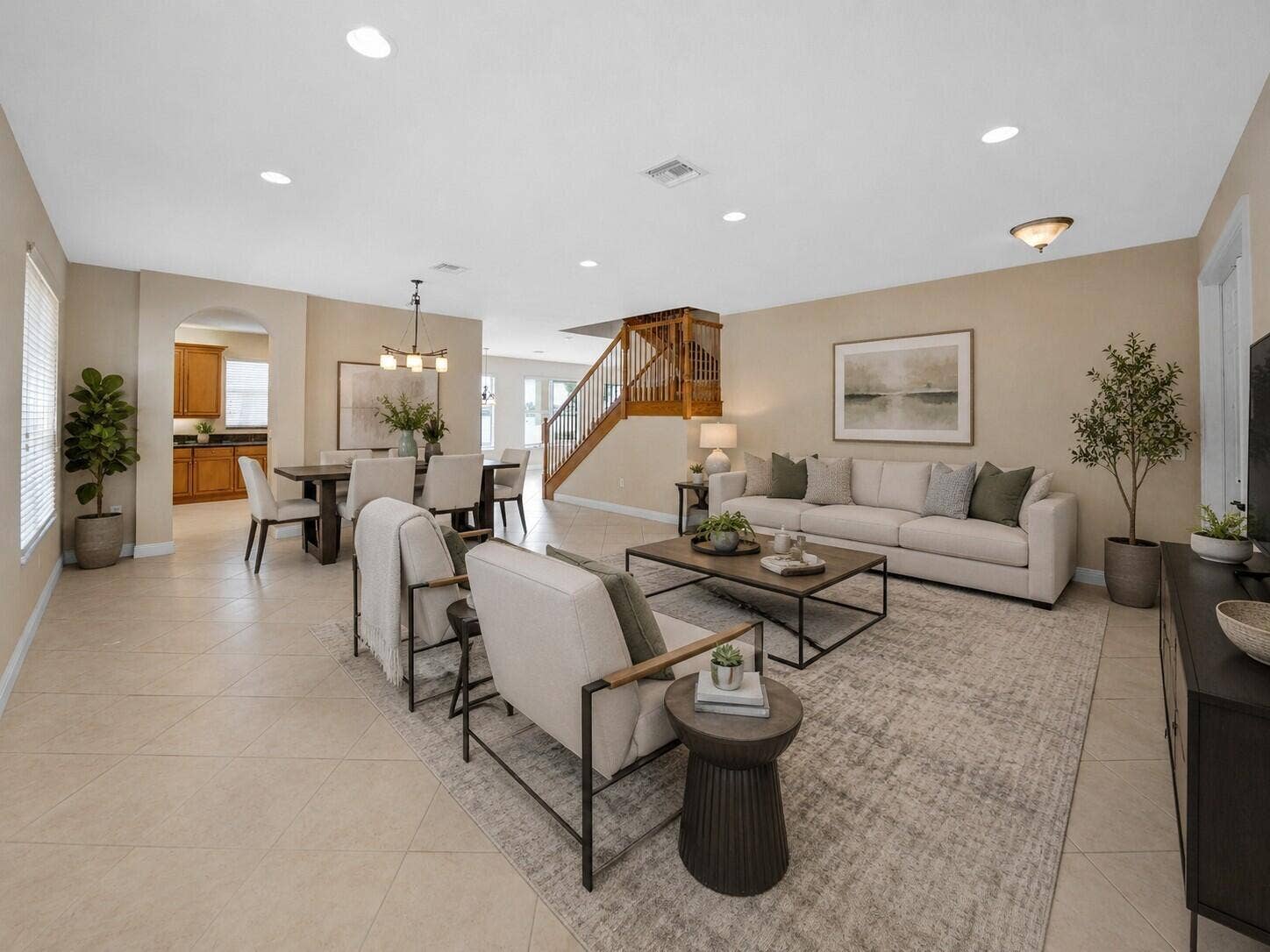 Open concept floorplan-virtually staged