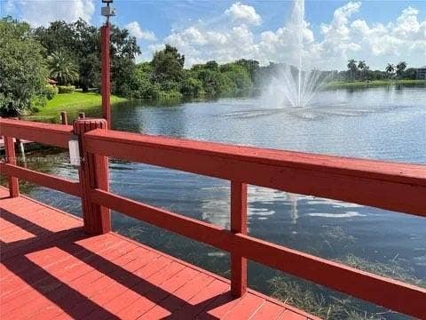 Pool View overlooking the lake and fountain.
