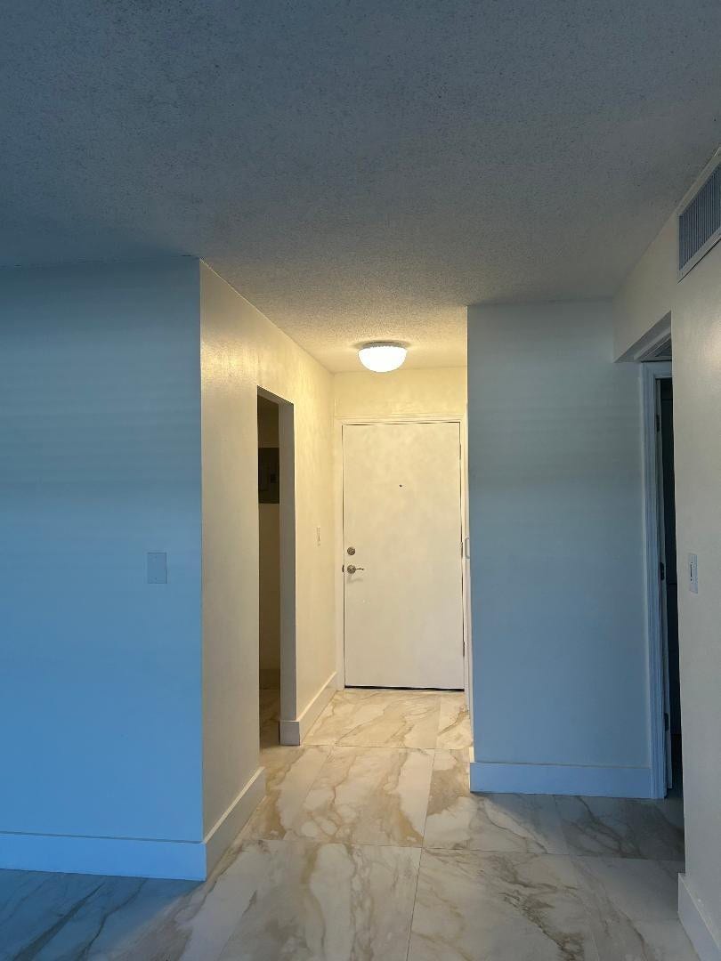 550 Bayshore Drive, #102, Fort Lauderdale, FL 33304 hallway has new: exterior door, accordian pantry door, crystal ceiling light fixture n switch.